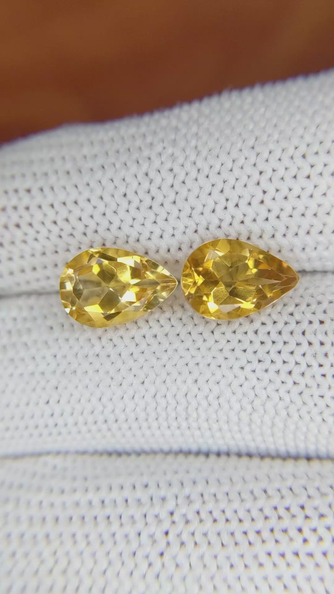3.93&nbsp;Ct.Tw.Total Carat Weight Citrine Pair from Brazil Size Video