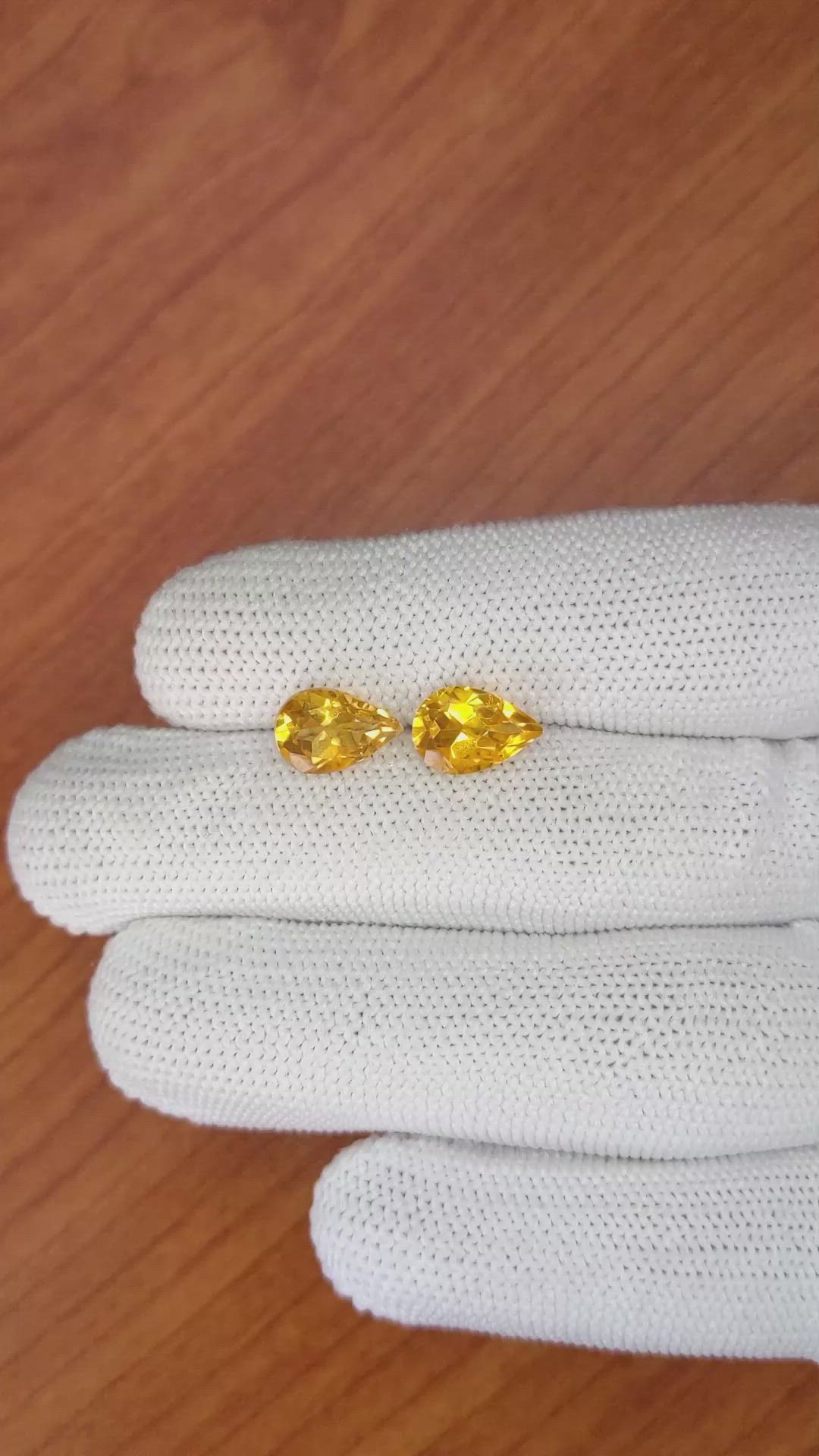 4.15&nbsp;Ct.Tw.Total Carat Weight Citrine Pair from Brazil Size Video