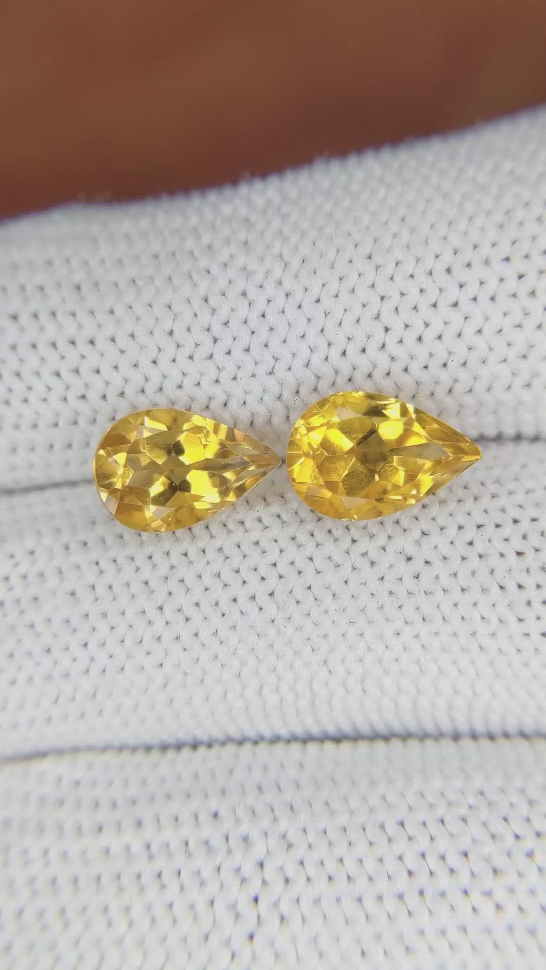 4.15&nbsp;Ct.Tw.Total Carat Weight Citrine Pair from Brazil Size Video