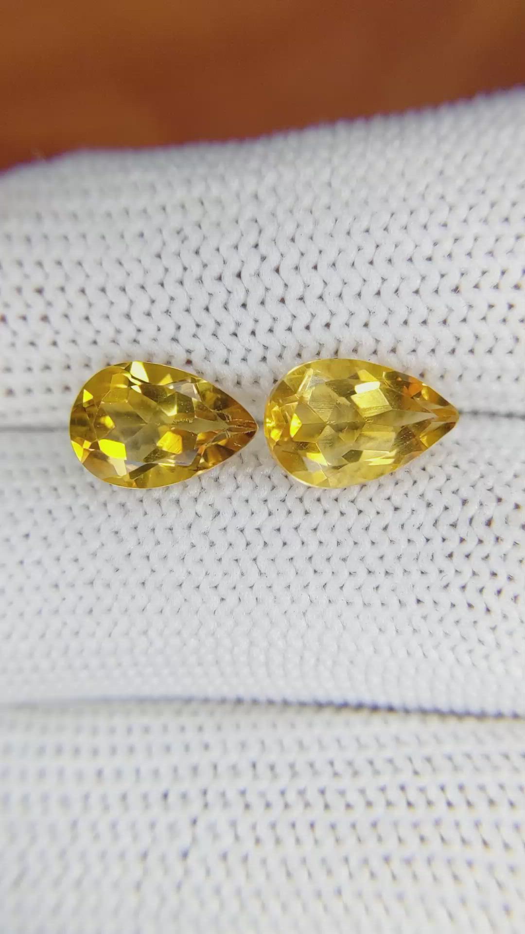 3.73&nbsp;Ct.Tw.Total Carat Weight Citrine Pair from Brazil Size Video