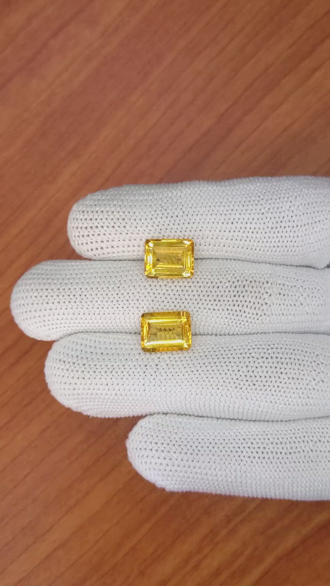 6.53&nbsp;Ct.Tw.Total Carat Weight Citrine Pair from Brazil Size Video