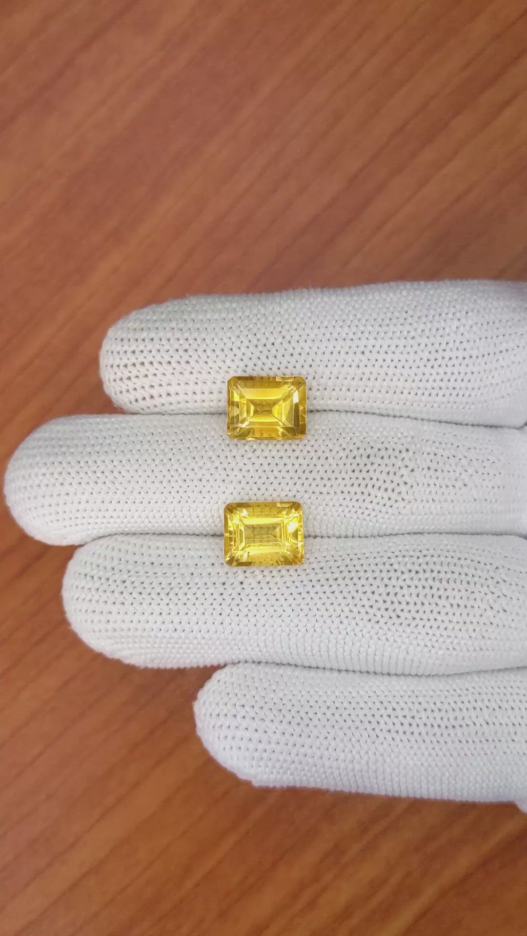 7.16&nbsp;Ct.Tw.Total Carat Weight Citrine Pair from Brazil Size Video