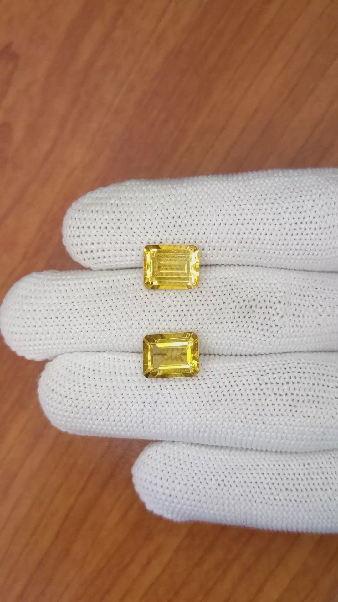 6.34&nbsp;Ct.Tw.Total Carat Weight Citrine Pair from Brazil Size Video