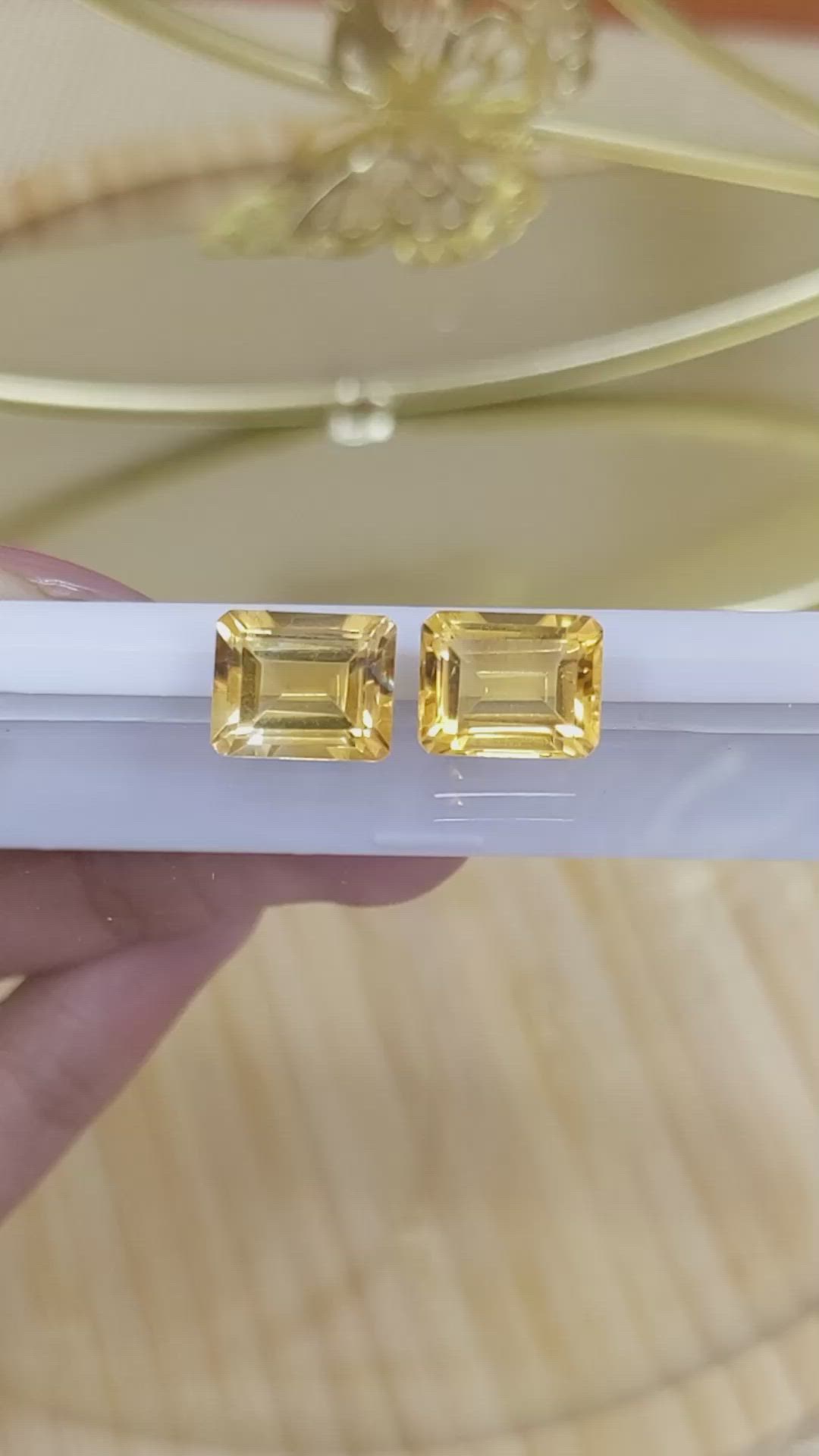 6.84&nbsp;Ct.Tw.Total Carat Weight Citrine Pair from Brazil Size Video