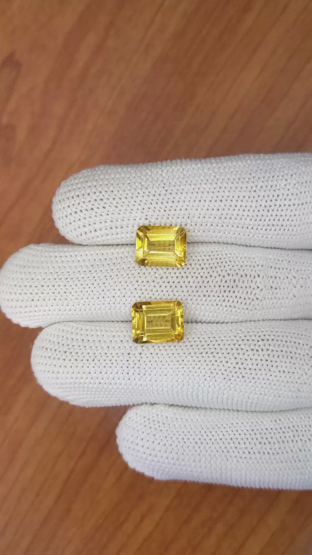 6.05&nbsp;Ct.Tw.Total Carat Weight Citrine Pair from Brazil Size Video