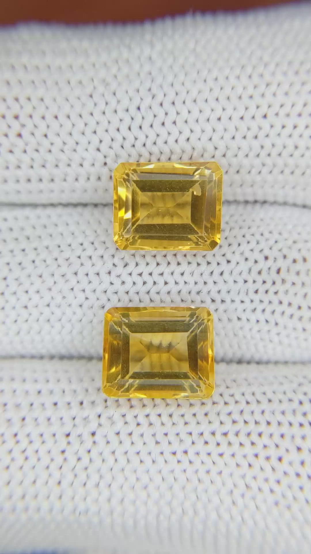 7.11&nbsp;Ct.Tw.Total Carat Weight Citrine Pair from Brazil Size Video