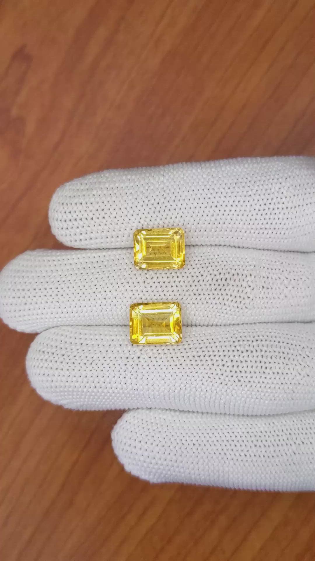 7.11&nbsp;Ct.Tw.Total Carat Weight Citrine Pair from Brazil Size Video