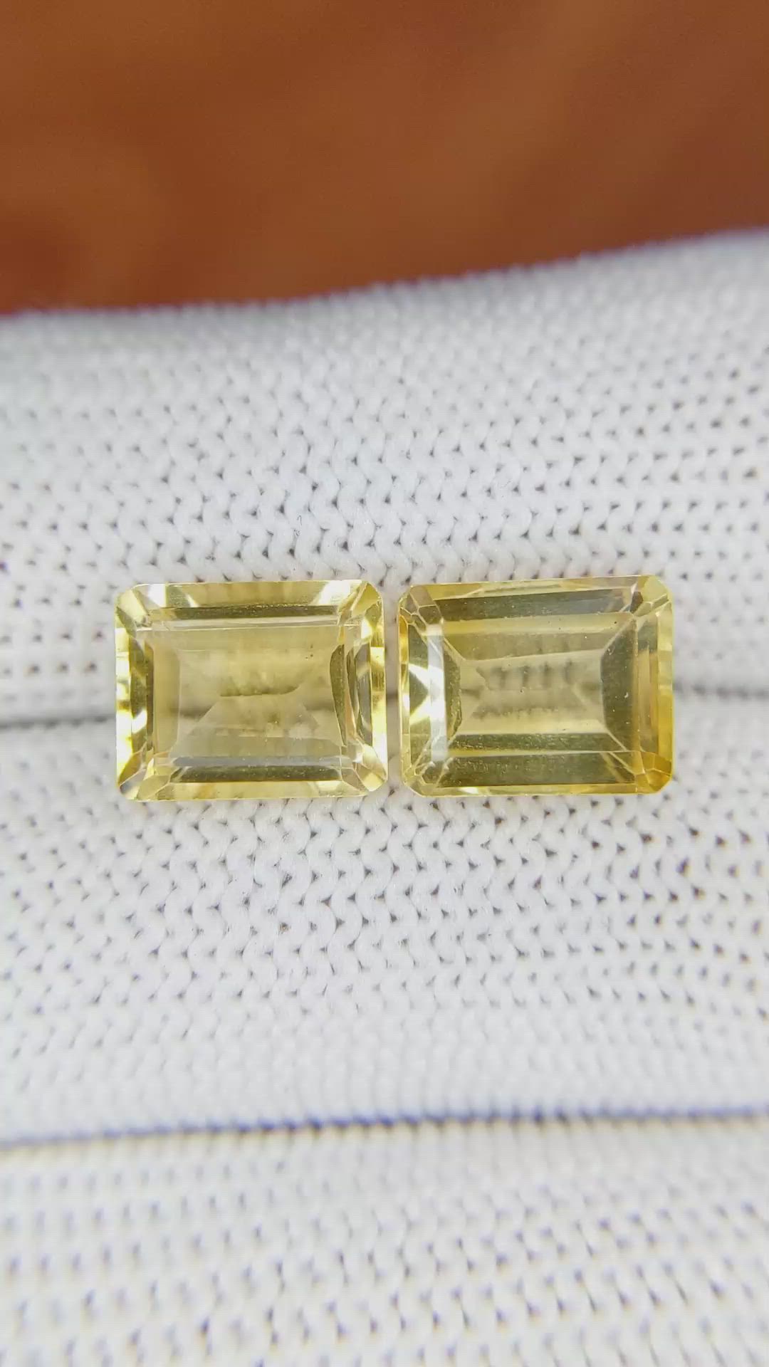 6.57&nbsp;Ct.Tw.Total Carat Weight Citrine Pair from Brazil Size Video