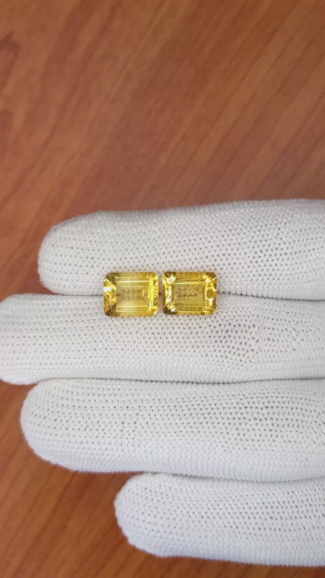 6.17&nbsp;Ct.Tw.Total Carat Weight Citrine Pair from Brazil Size Video