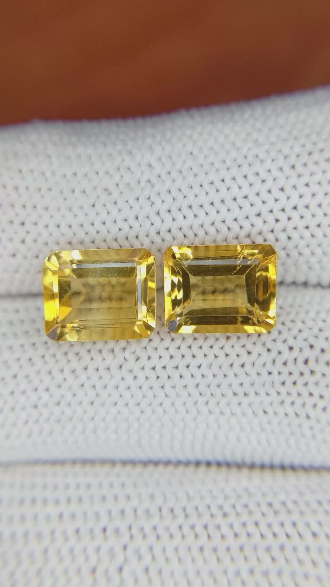 6.17&nbsp;Ct.Tw.Total Carat Weight Citrine Pair from Brazil Size Video