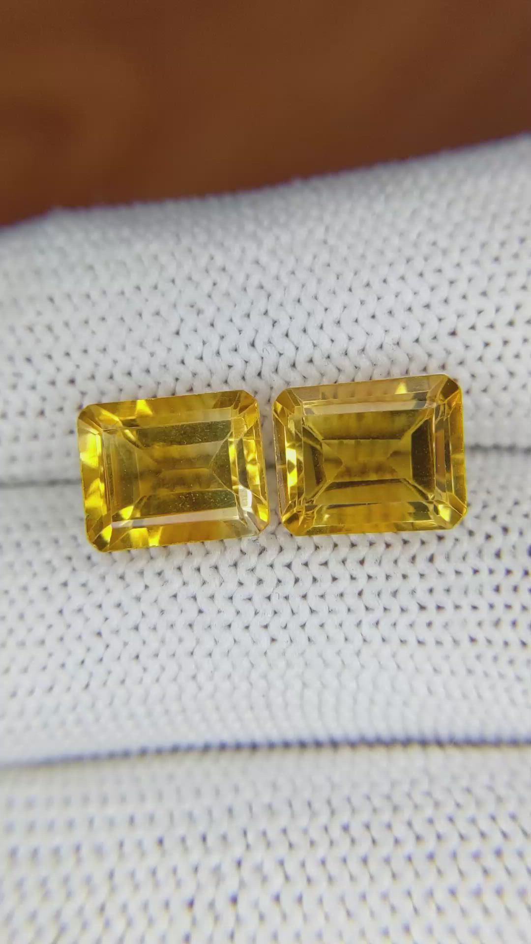 6.92&nbsp;Ct.Tw.Total Carat Weight Citrine Pair from Brazil Size Video