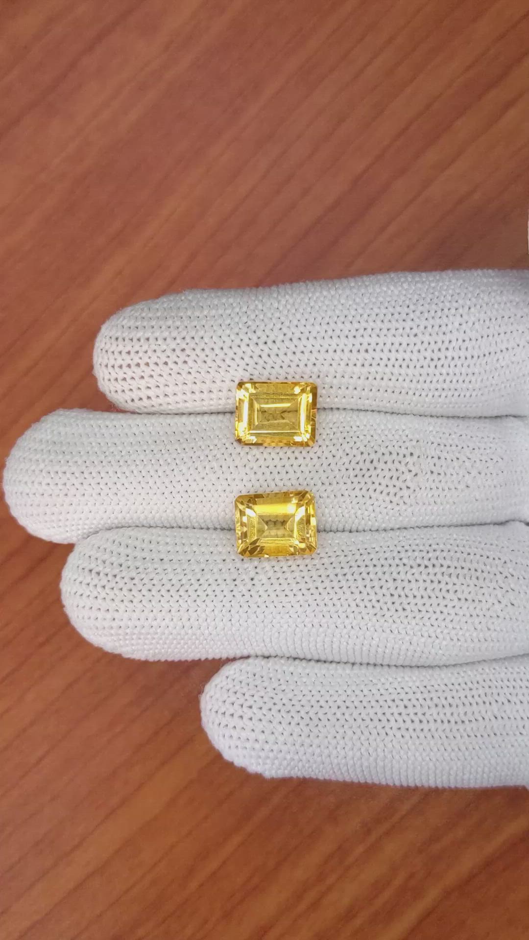 6.82&nbsp;Ct.Tw.Total Carat Weight Citrine Pair from Brazil Size Video