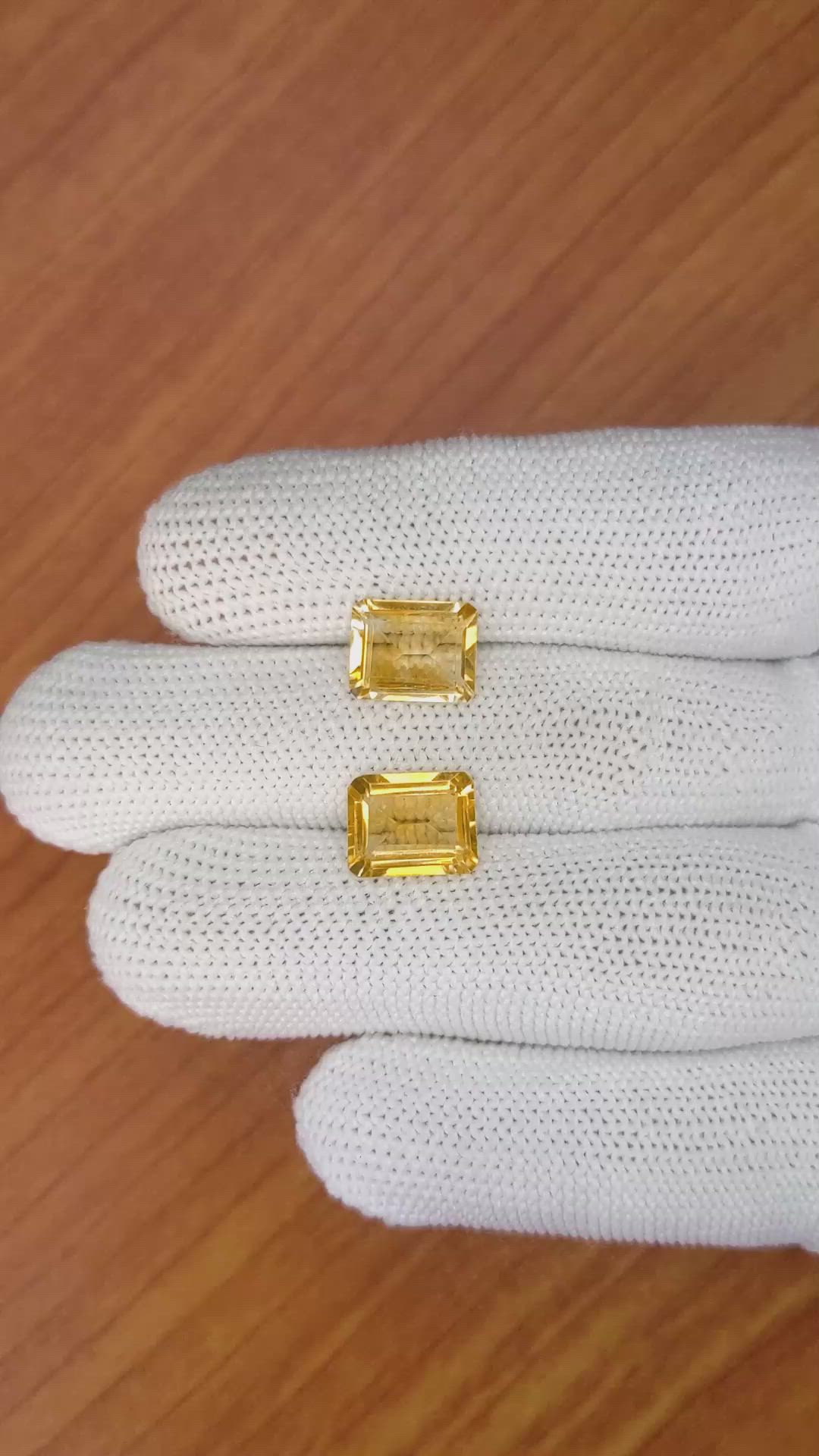 5.39&nbsp;Ct.Tw.Total Carat Weight Citrine Pair from Brazil Size Video