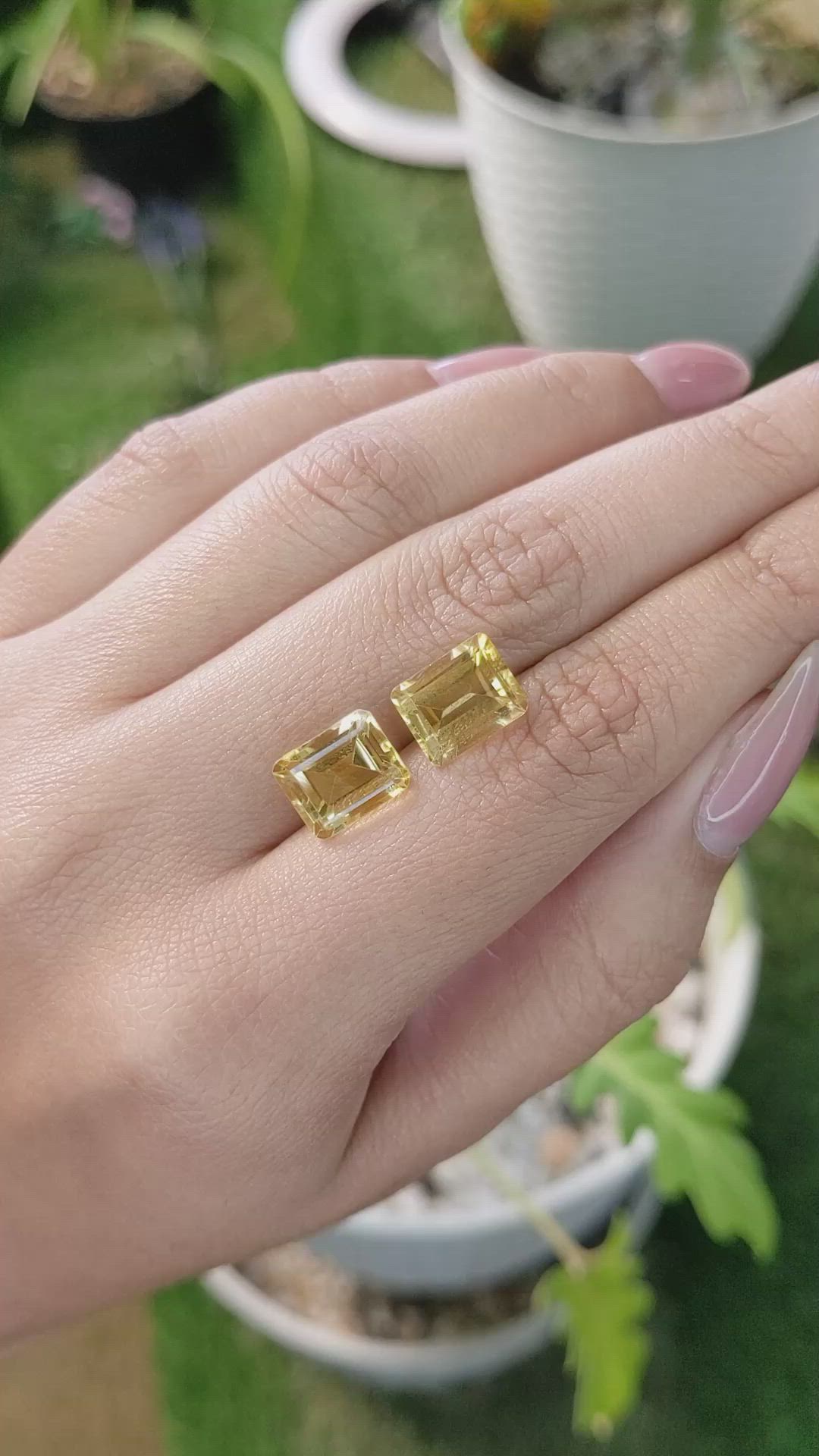 6.28 Ct.Tw.Total Carat Weight Citrine Pair from Brazil Size Video