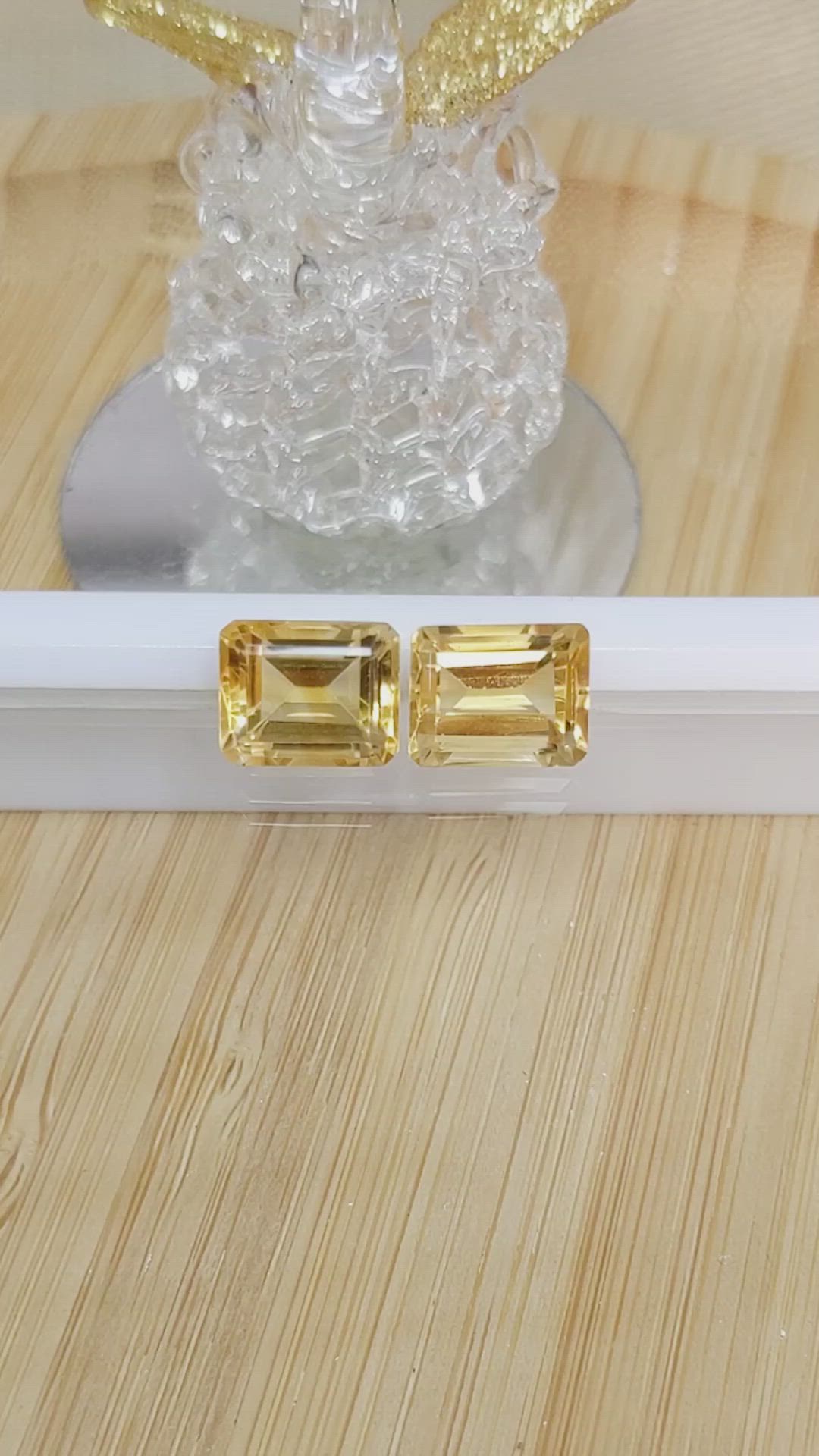 6.28 Ct.Tw.Total Carat Weight Citrine Pair from Brazil Size Video