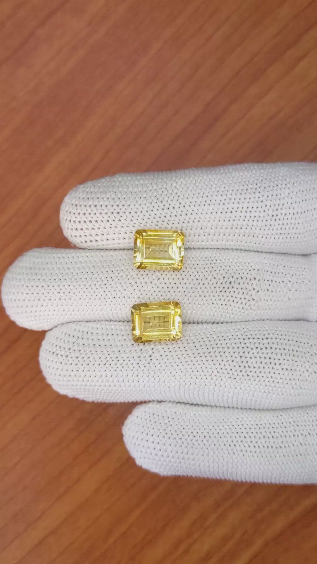 6.28 Ct.Tw.Total Carat Weight Citrine Pair from Brazil Size Video