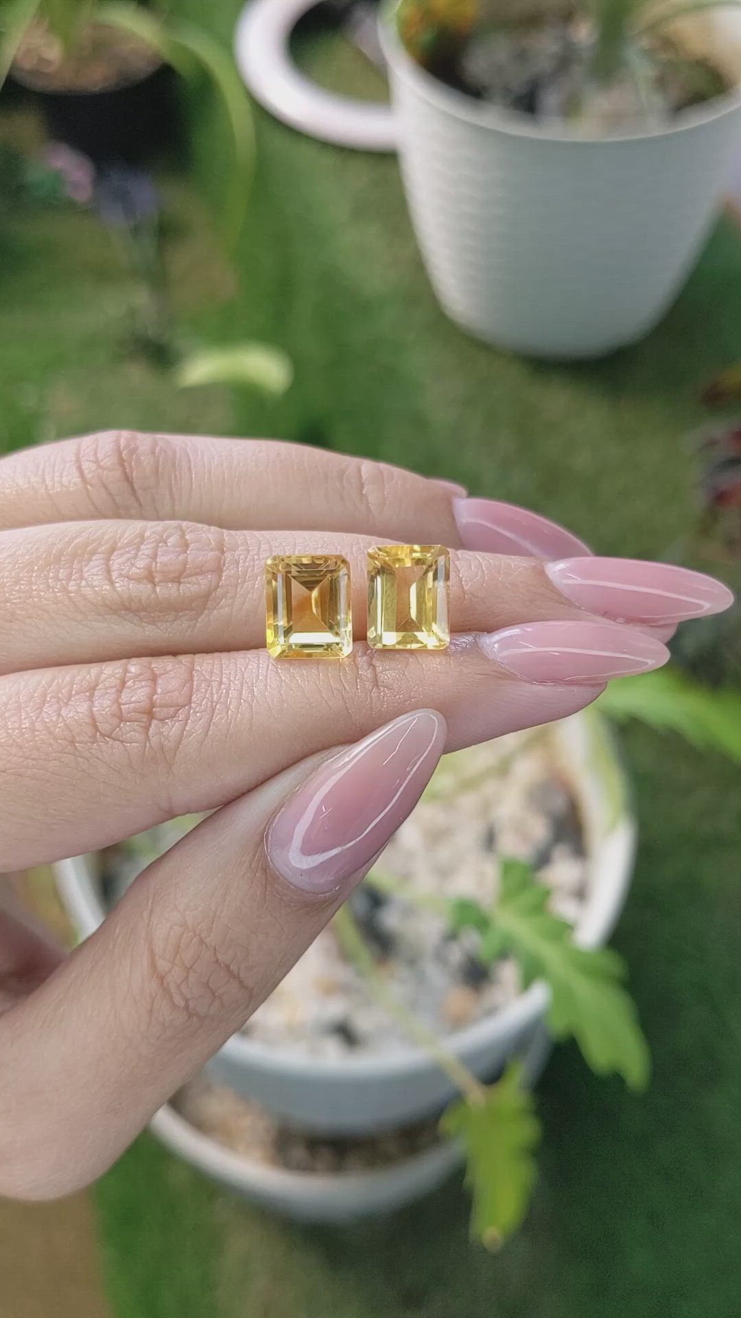 6.28 Ct.Tw.Total Carat Weight Citrine Pair from Brazil Size Video