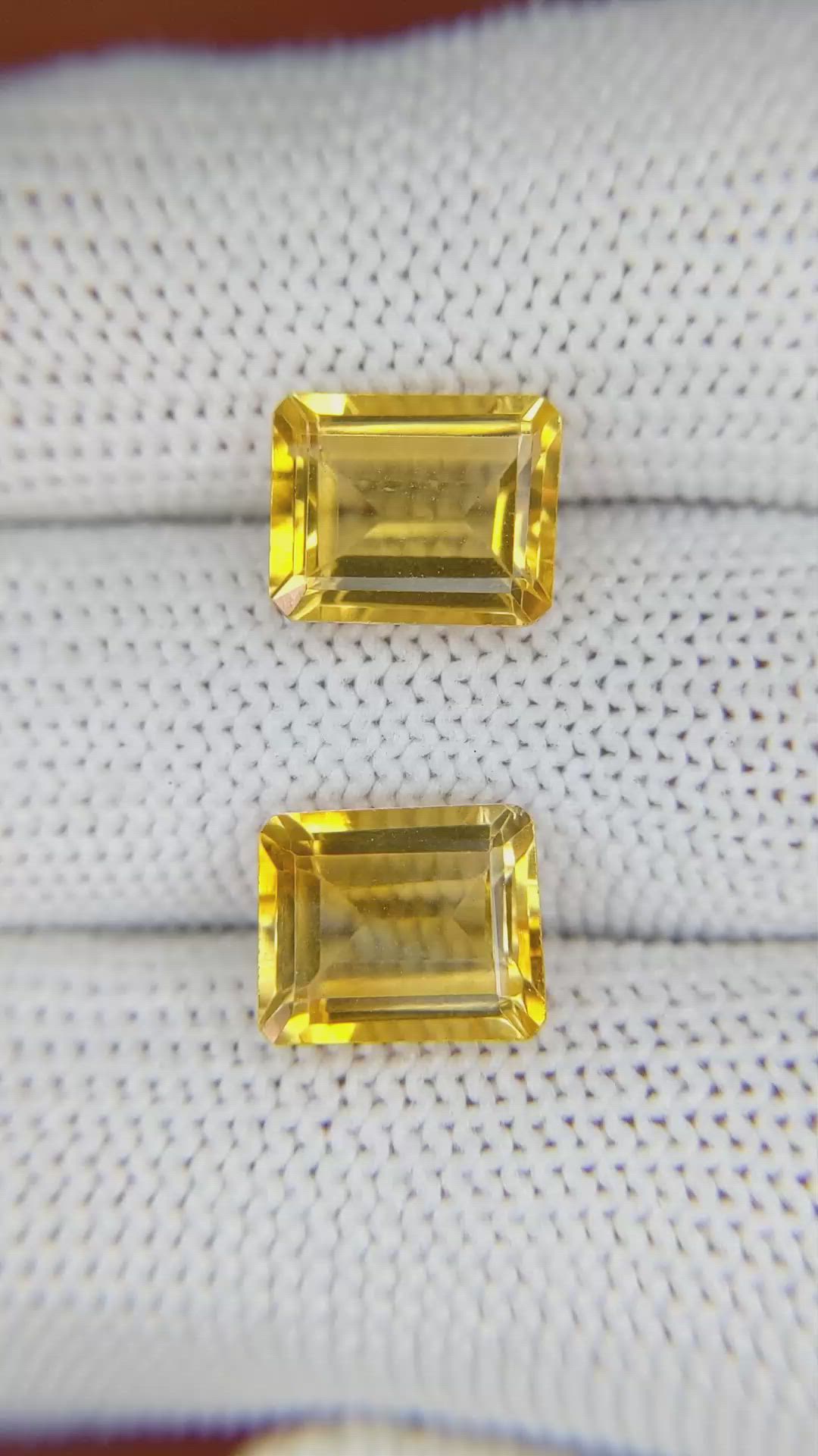 6.24&nbsp;Ct.Tw.Total Carat Weight Citrine Pair from Brazil Size Video