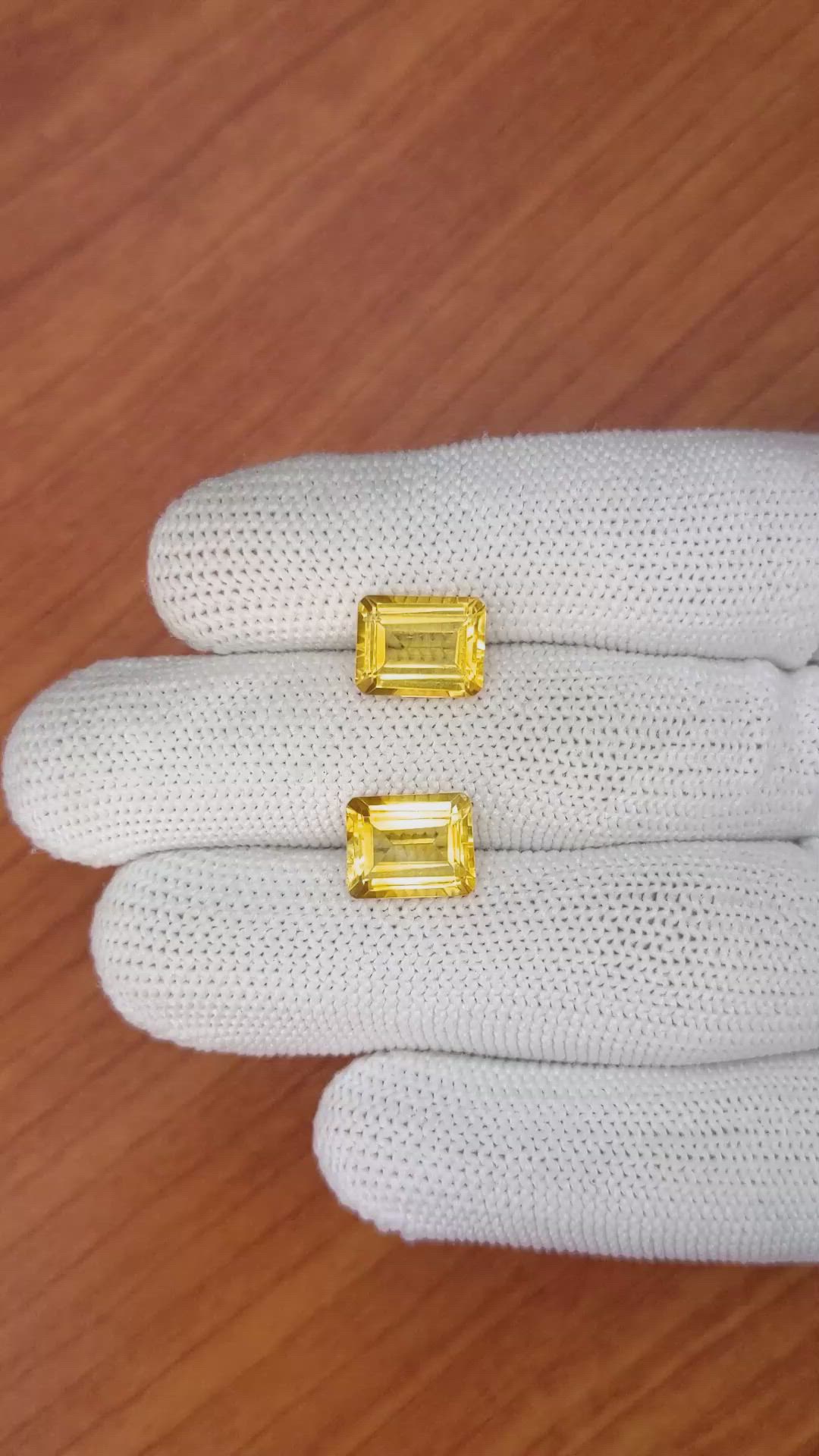 6.24&nbsp;Ct.Tw.Total Carat Weight Citrine Pair from Brazil Size Video