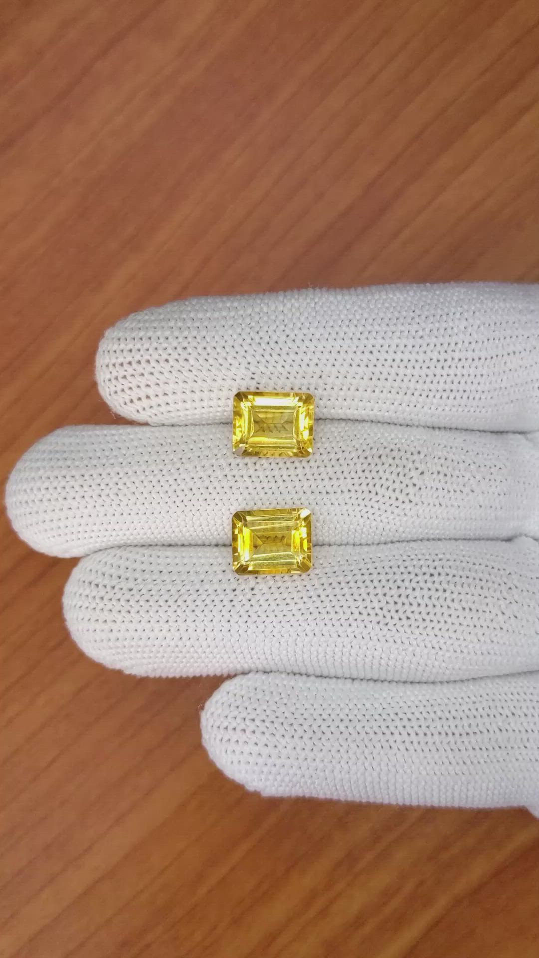 6.65&nbsp;Ct.Tw.Total Carat Weight Citrine Pair from Brazil Size Video