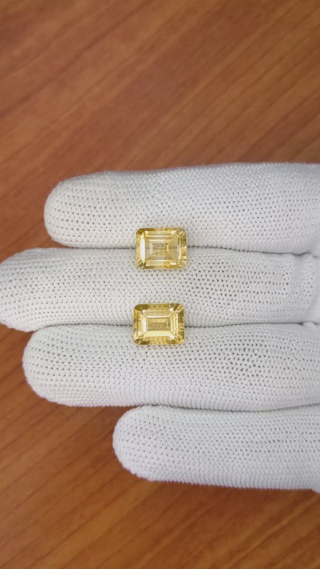 6.69&nbsp;Ct.Tw.Total Carat Weight Citrine Pair from Brazil Size Video