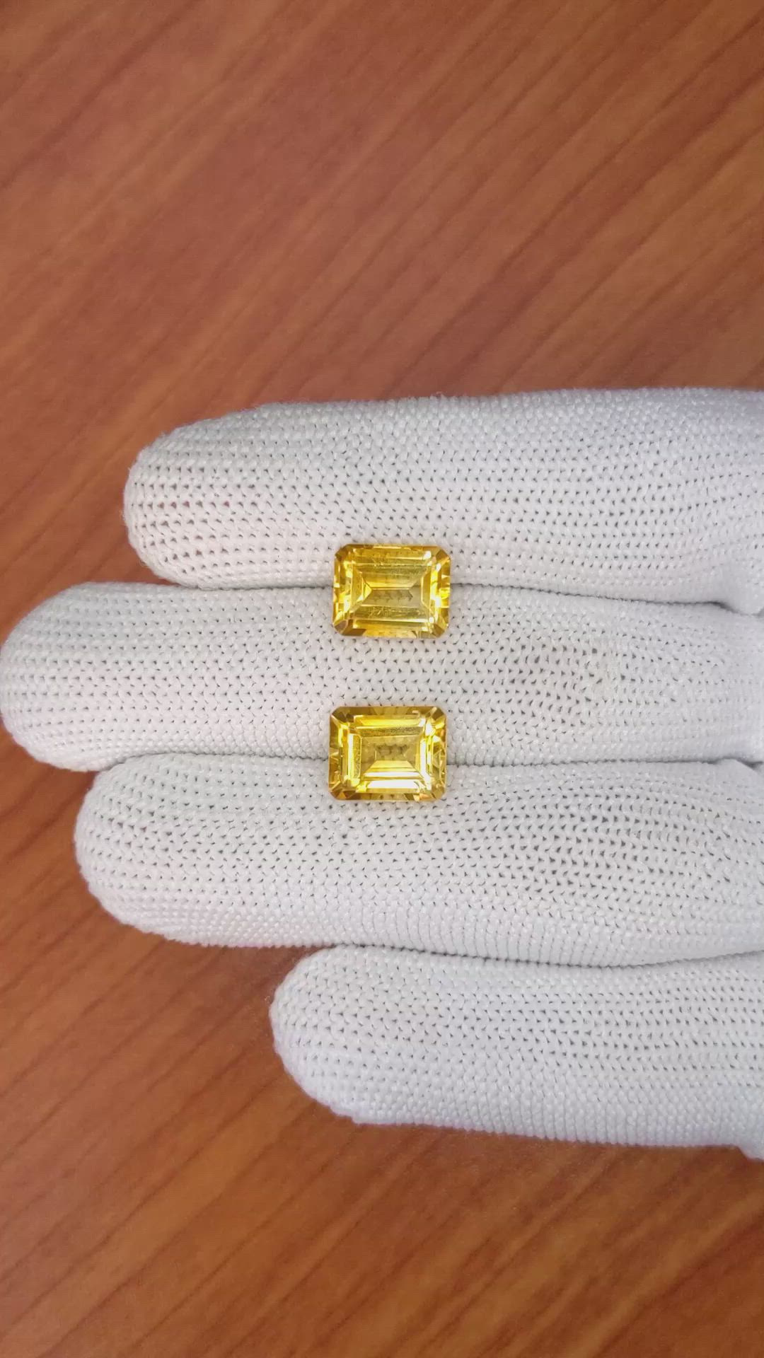 6.81&nbsp;Ct.Tw.Total Carat Weight Citrine Pair from Brazil Size Video