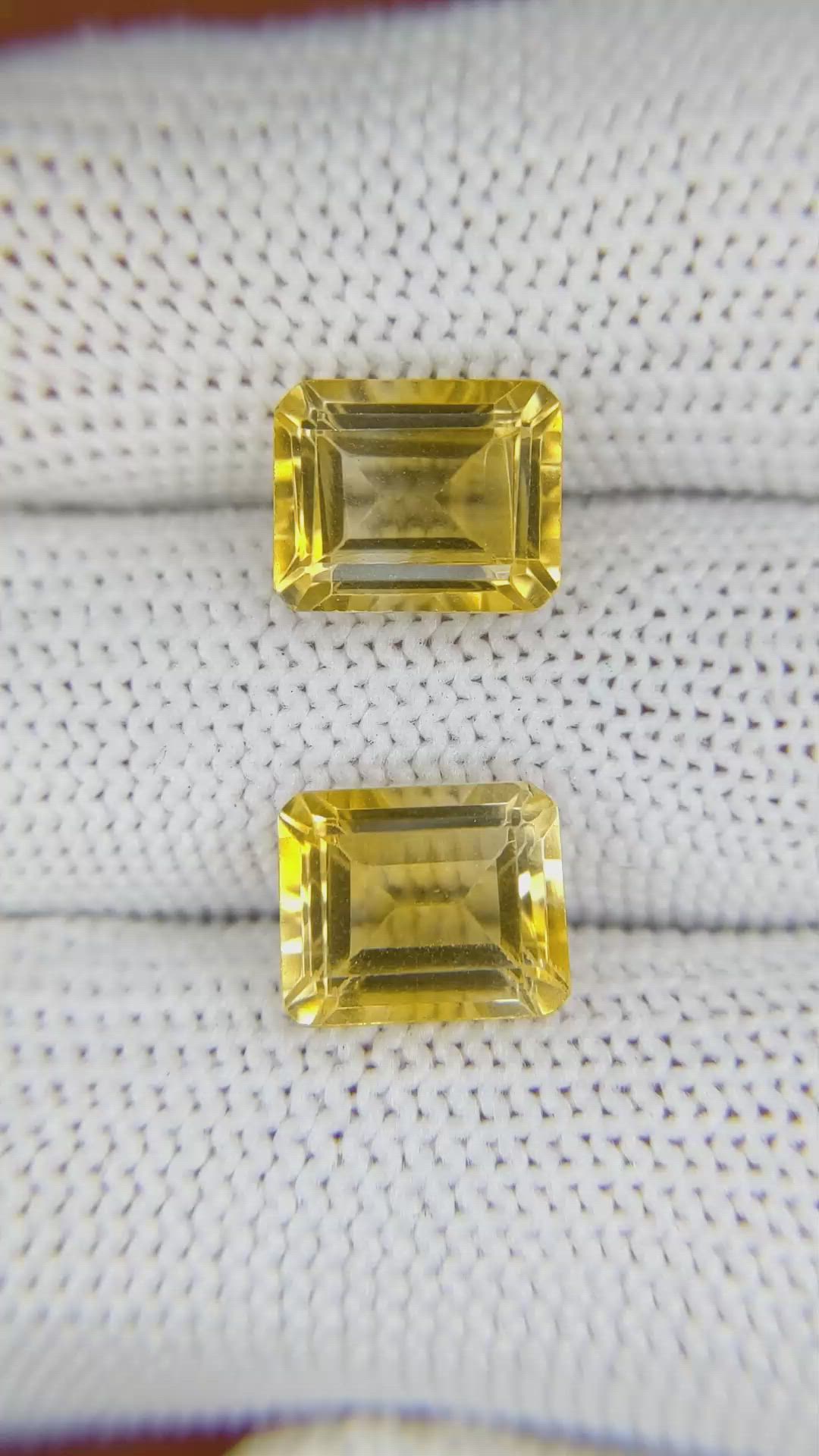6.83&nbsp;Ct.Tw.Total Carat Weight Citrine Pair from Brazil Size Video