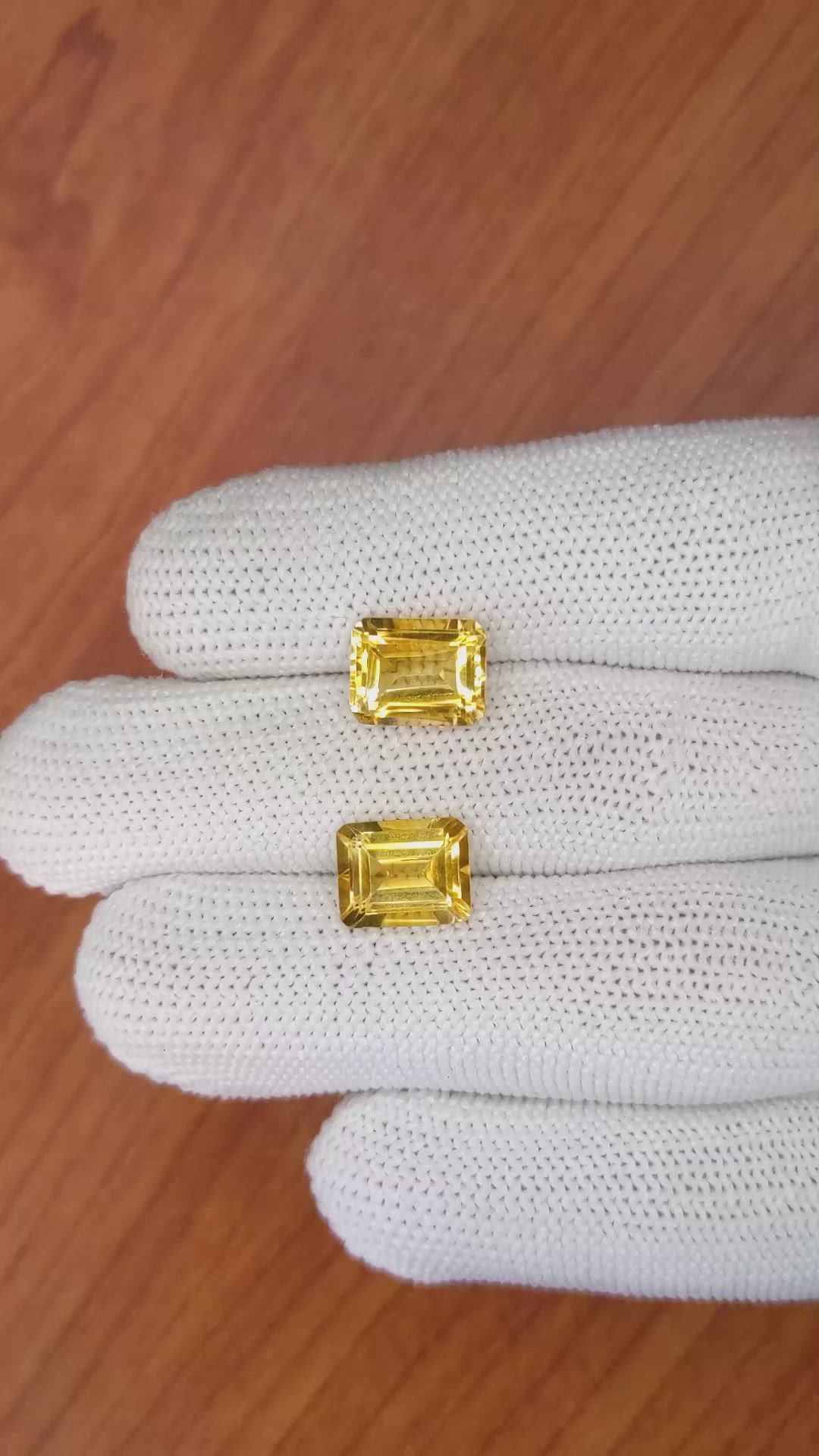 6.18&nbsp;Ct.Tw.Total Carat Weight Citrine Pair from Brazil Size Video