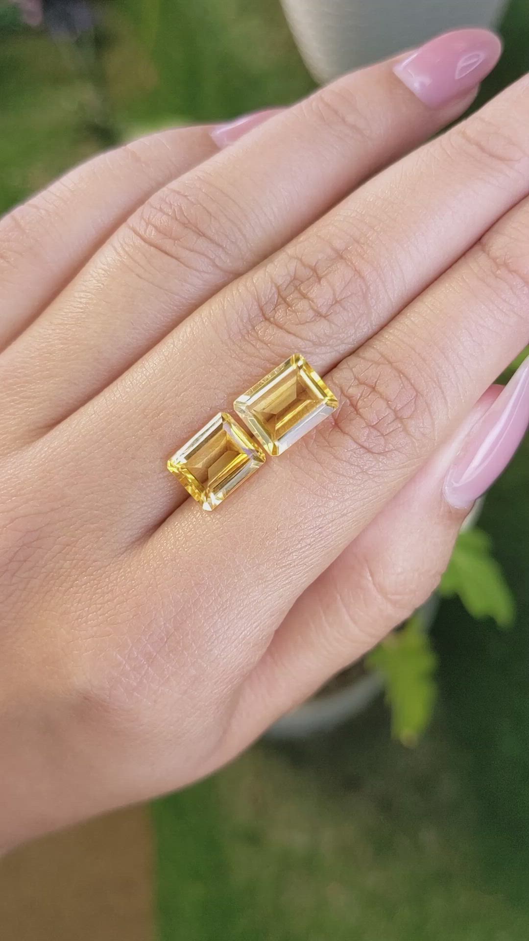 5.49 Ct.Tw.Total Carat Weight Citrine Pair from Brazil Size Video