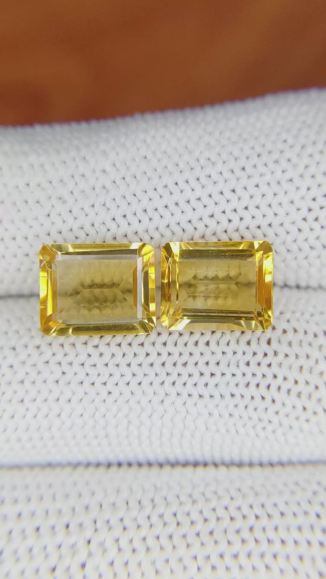 5.49 Ct.Tw.Total Carat Weight Citrine Pair from Brazil Size Video