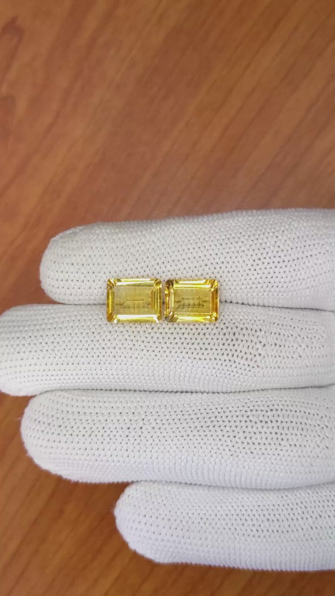 5.49 Ct.Tw.Total Carat Weight Citrine Pair from Brazil Size Video