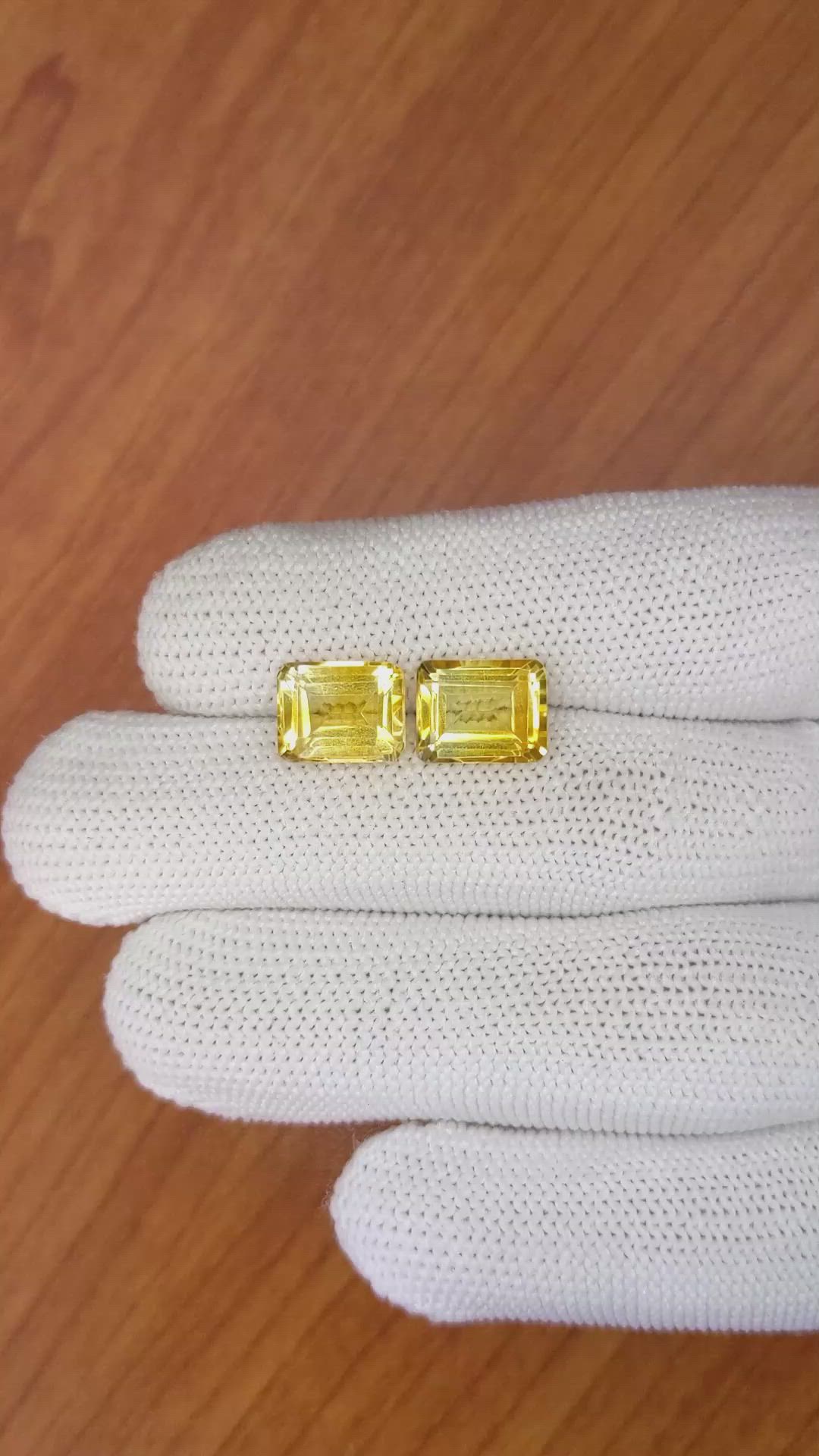 6.74 Ct.Tw.Total Carat Weight Citrine Pair from Brazil Size Video
