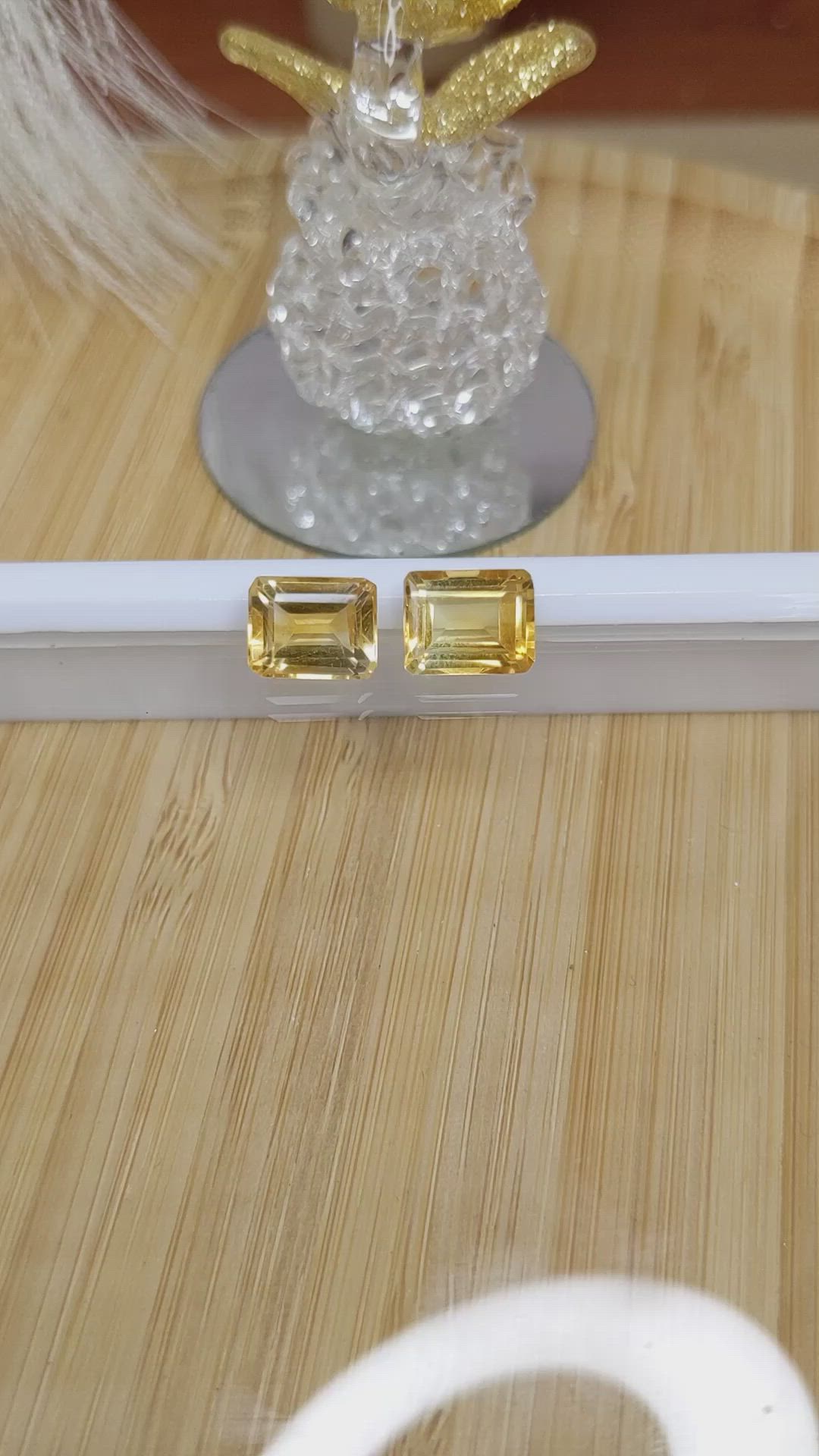 6.74 Ct.Tw.Total Carat Weight Citrine Pair from Brazil Size Video