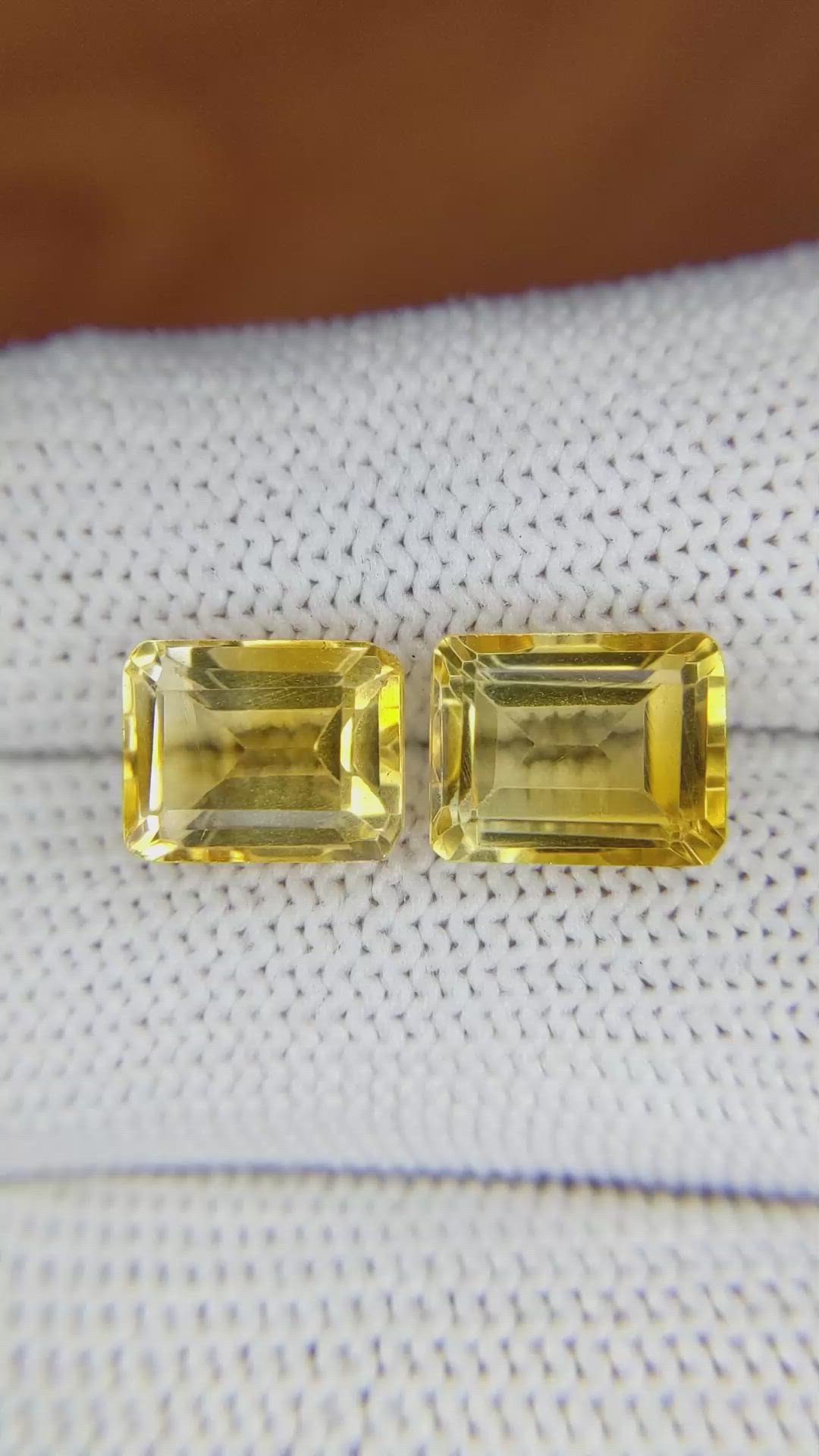 6.74 Ct.Tw.Total Carat Weight Citrine Pair from Brazil Size Video