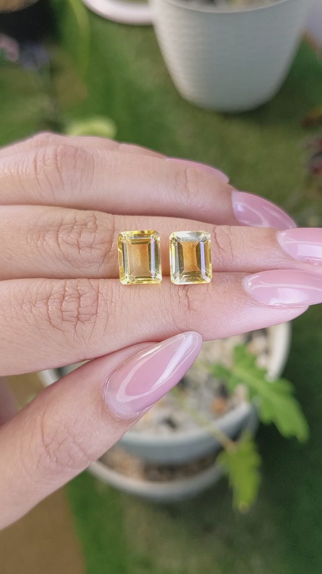 6.74 Ct.Tw.Total Carat Weight Citrine Pair from Brazil Size Video