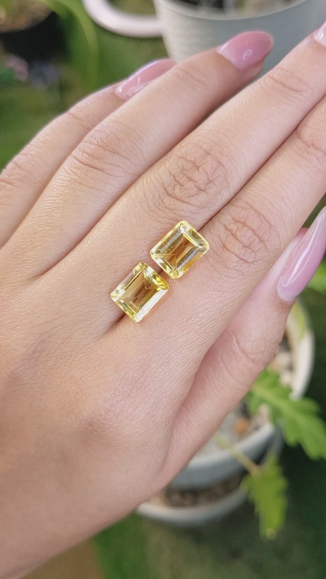 6.74 Ct.Tw.Total Carat Weight Citrine Pair from Brazil Size Video