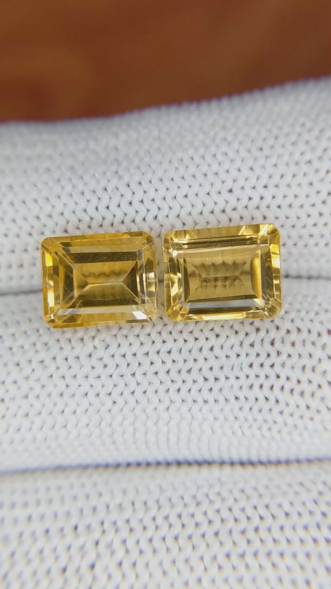 6.97&nbsp;Ct.Tw.Total Carat Weight Citrine Pair from Brazil Size Video