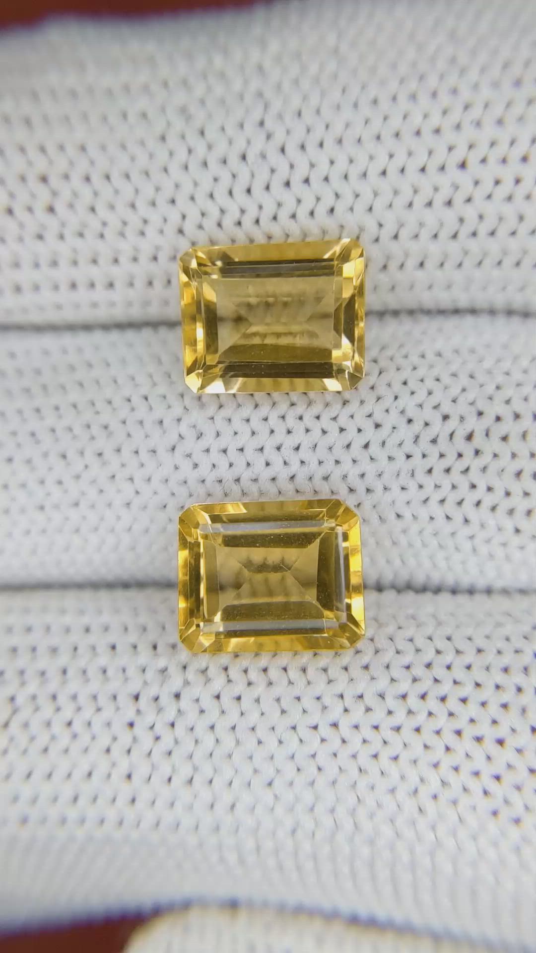 6.04&nbsp;Ct.Tw.Total Carat Weight Citrine Pair from Brazil Size Video