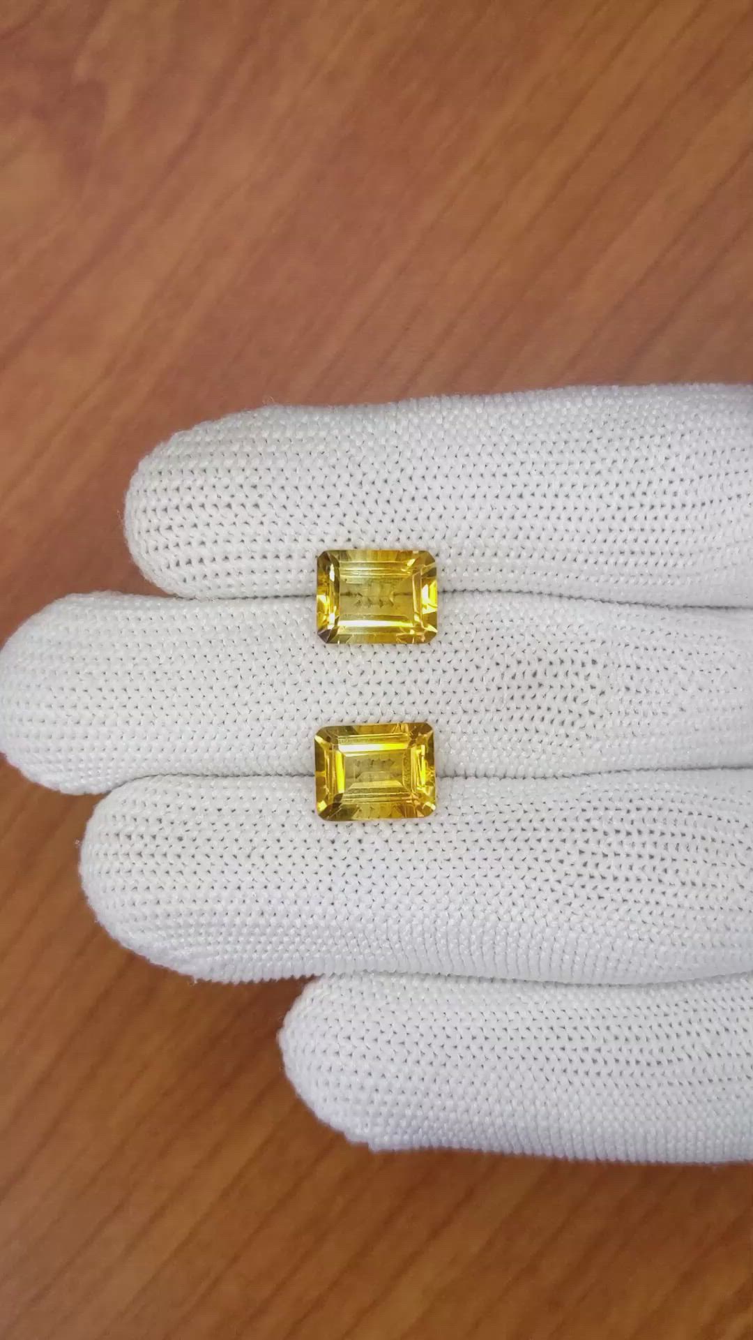 5.77&nbsp;Ct.Tw.Total Carat Weight Citrine Pair from Brazil Size Video