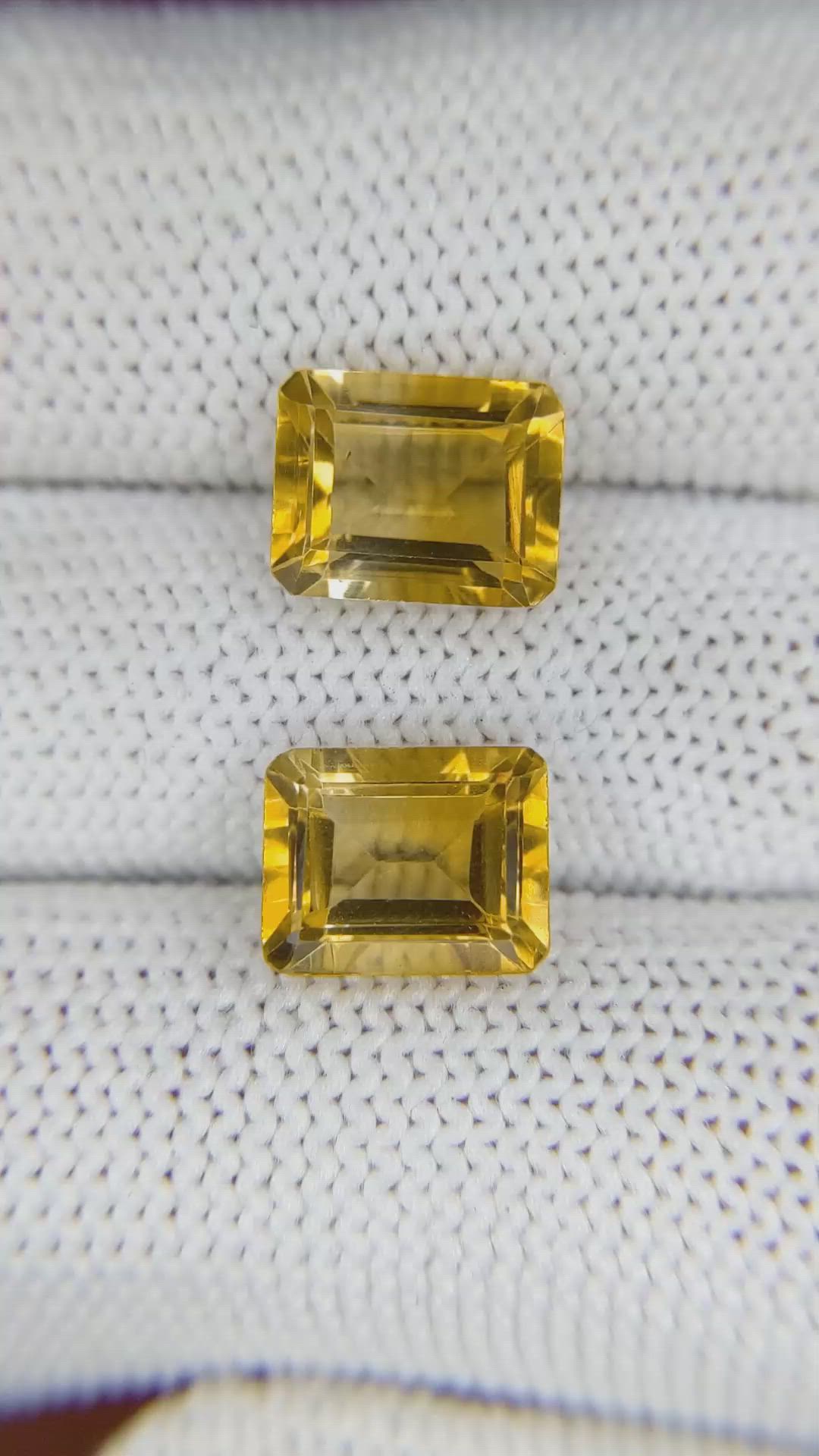 5.77&nbsp;Ct.Tw.Total Carat Weight Citrine Pair from Brazil Size Video