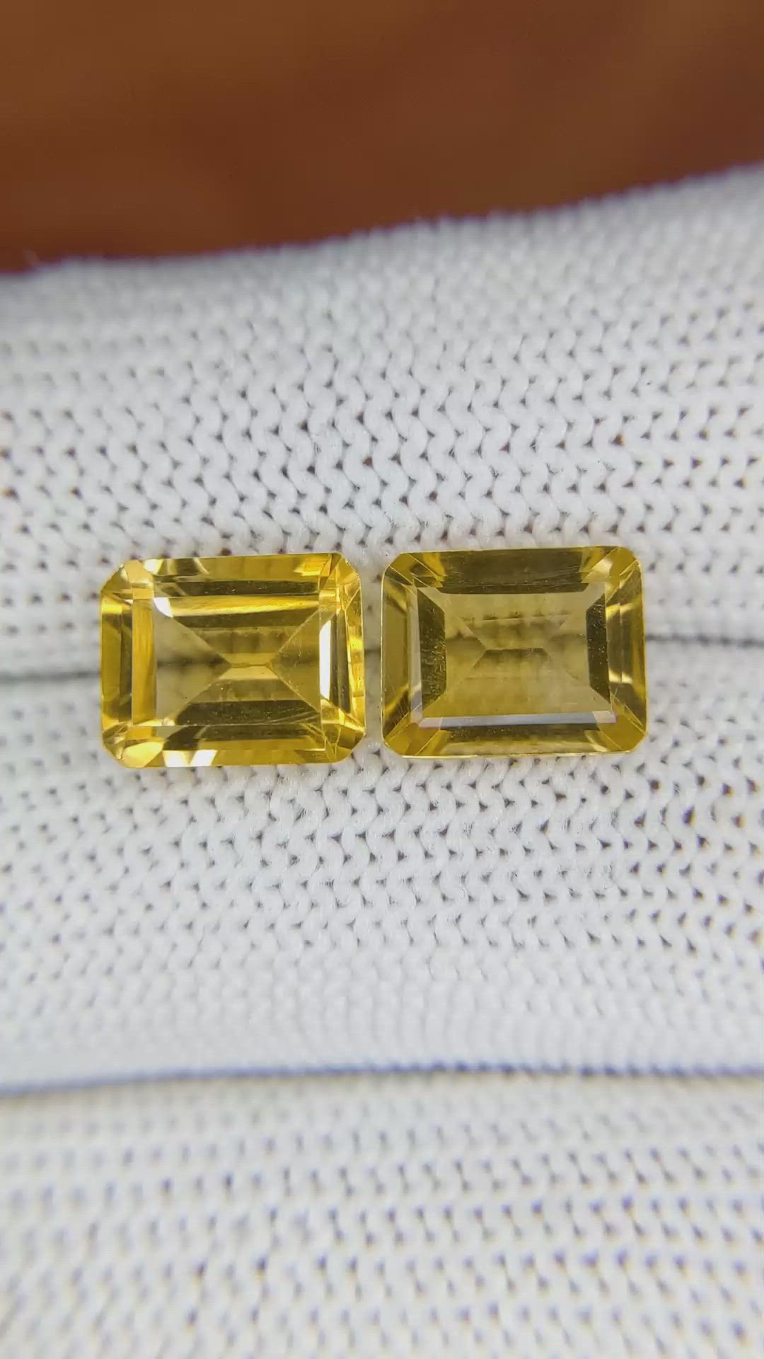 5.17&nbsp;Ct.Tw.Total Carat Weight Citrine Pair from Brazil Size Video