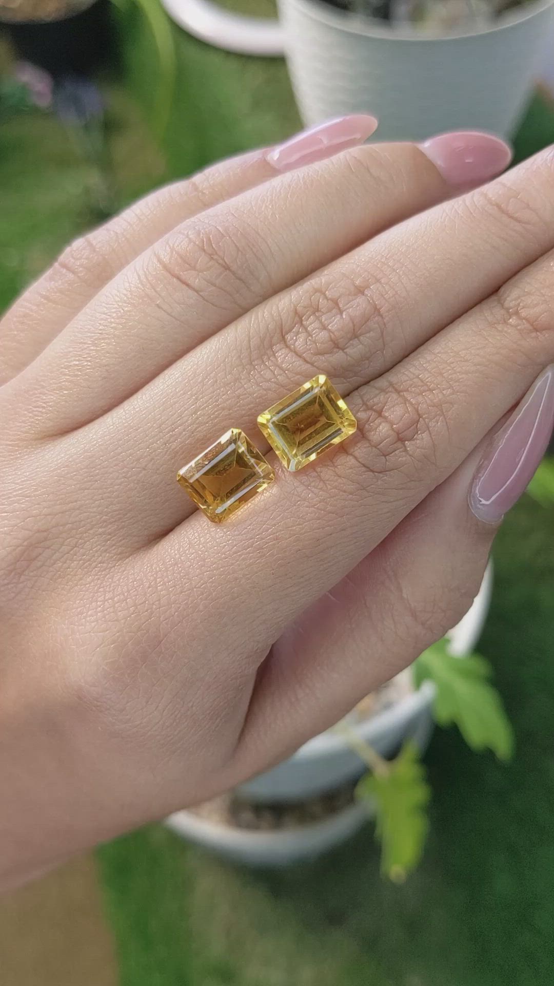 7.63 Ct.Tw.Total Carat Weight Citrine Pair from Brazil Size Video