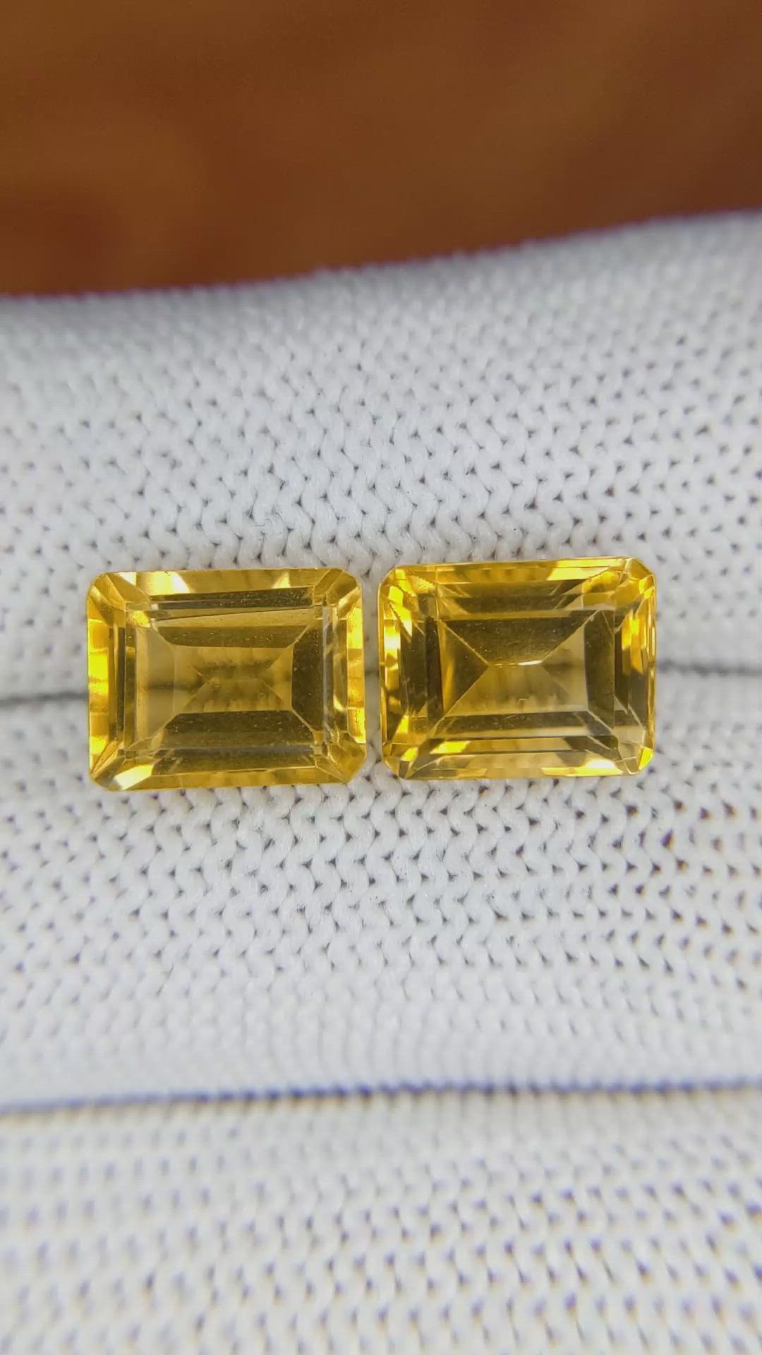 7.63 Ct.Tw.Total Carat Weight Citrine Pair from Brazil Size Video