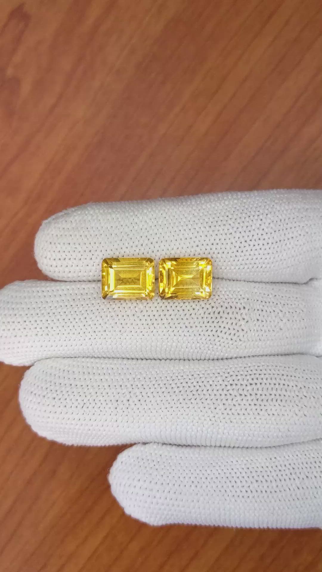 7.63 Ct.Tw.Total Carat Weight Citrine Pair from Brazil Size Video