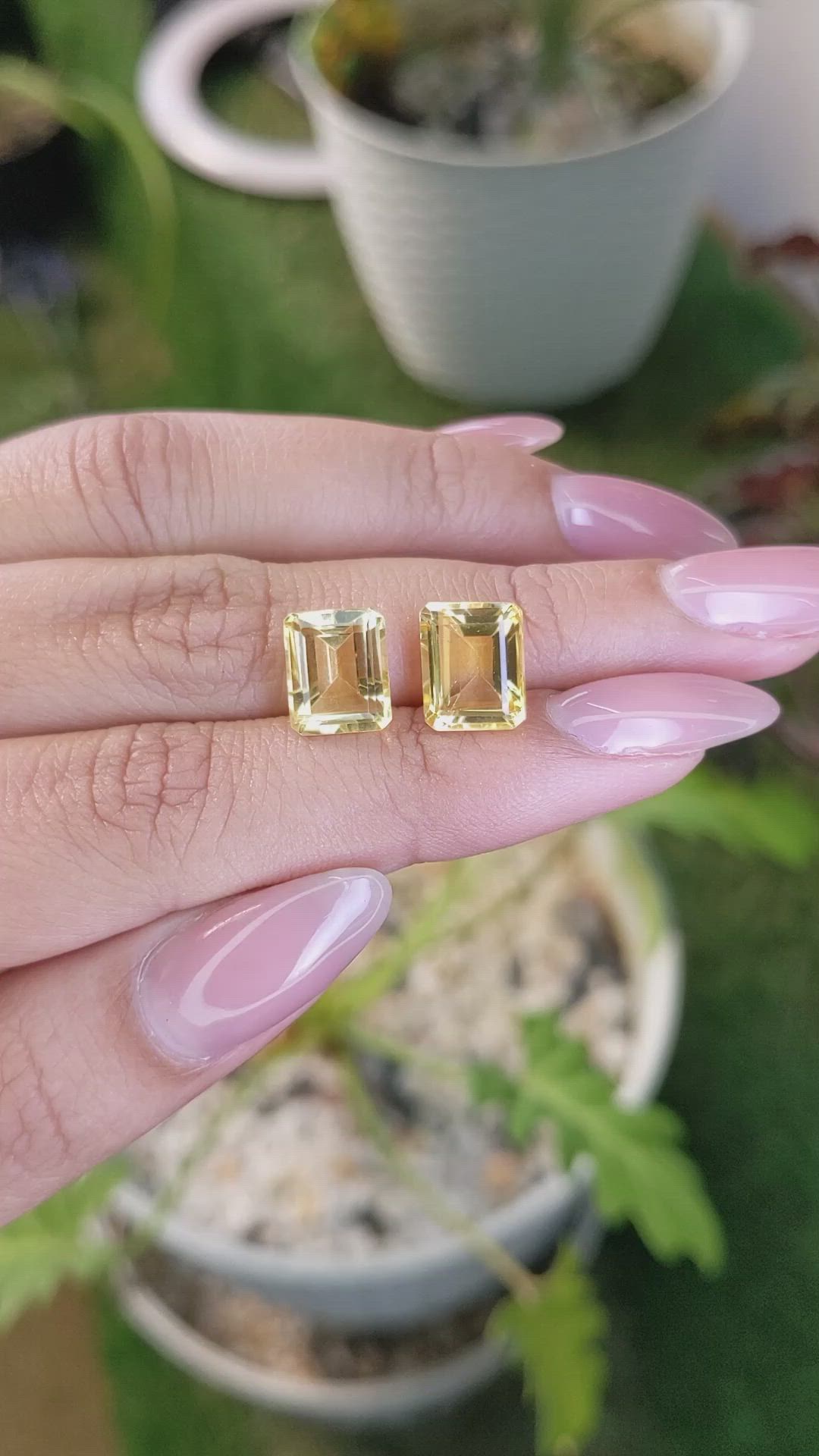 6.98 Ct.Tw.Total Carat Weight Citrine Pair from Brazil Size Video