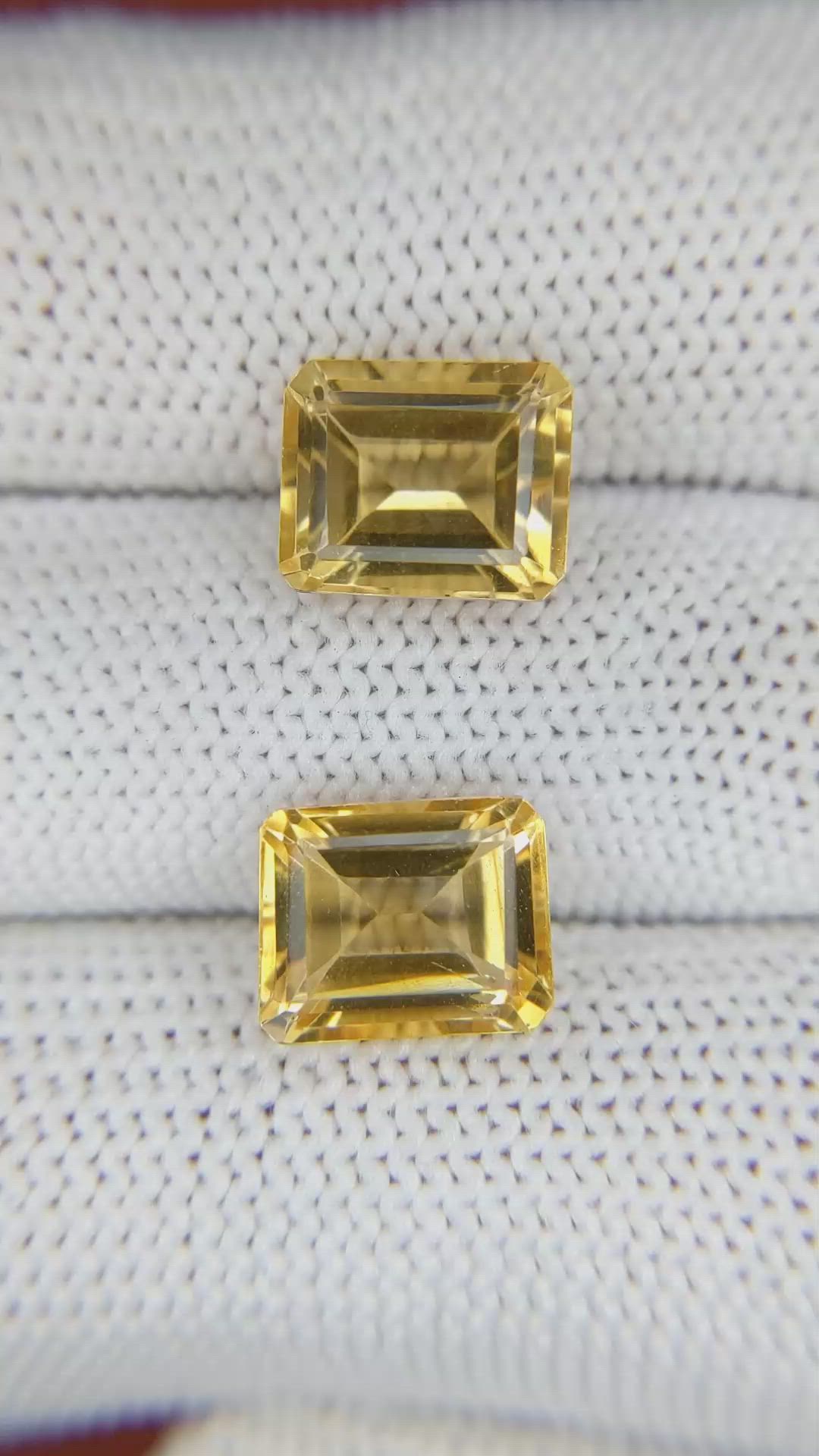 6.98 Ct.Tw.Total Carat Weight Citrine Pair from Brazil Size Video