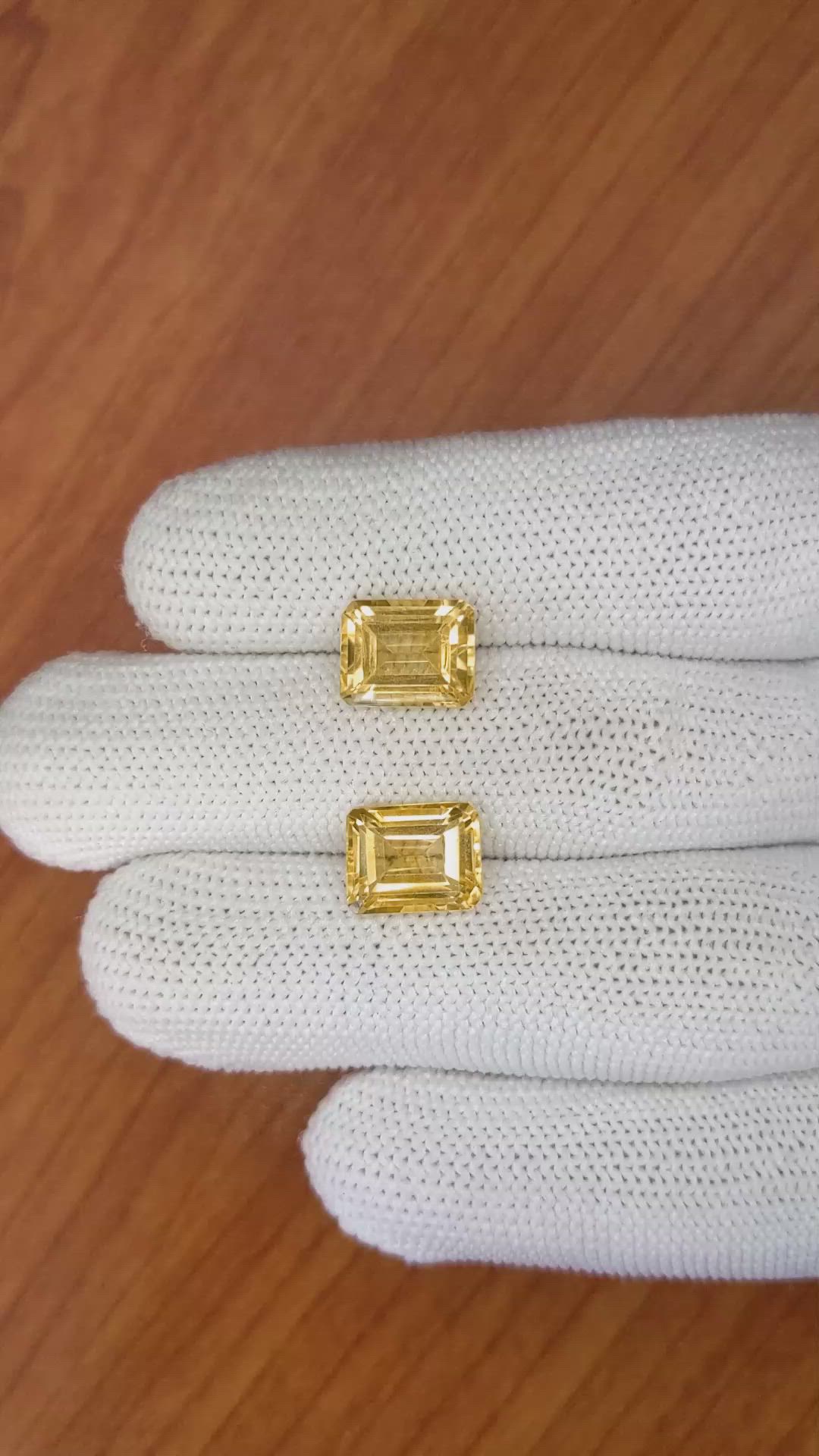 6.98 Ct.Tw.Total Carat Weight Citrine Pair from Brazil Size Video