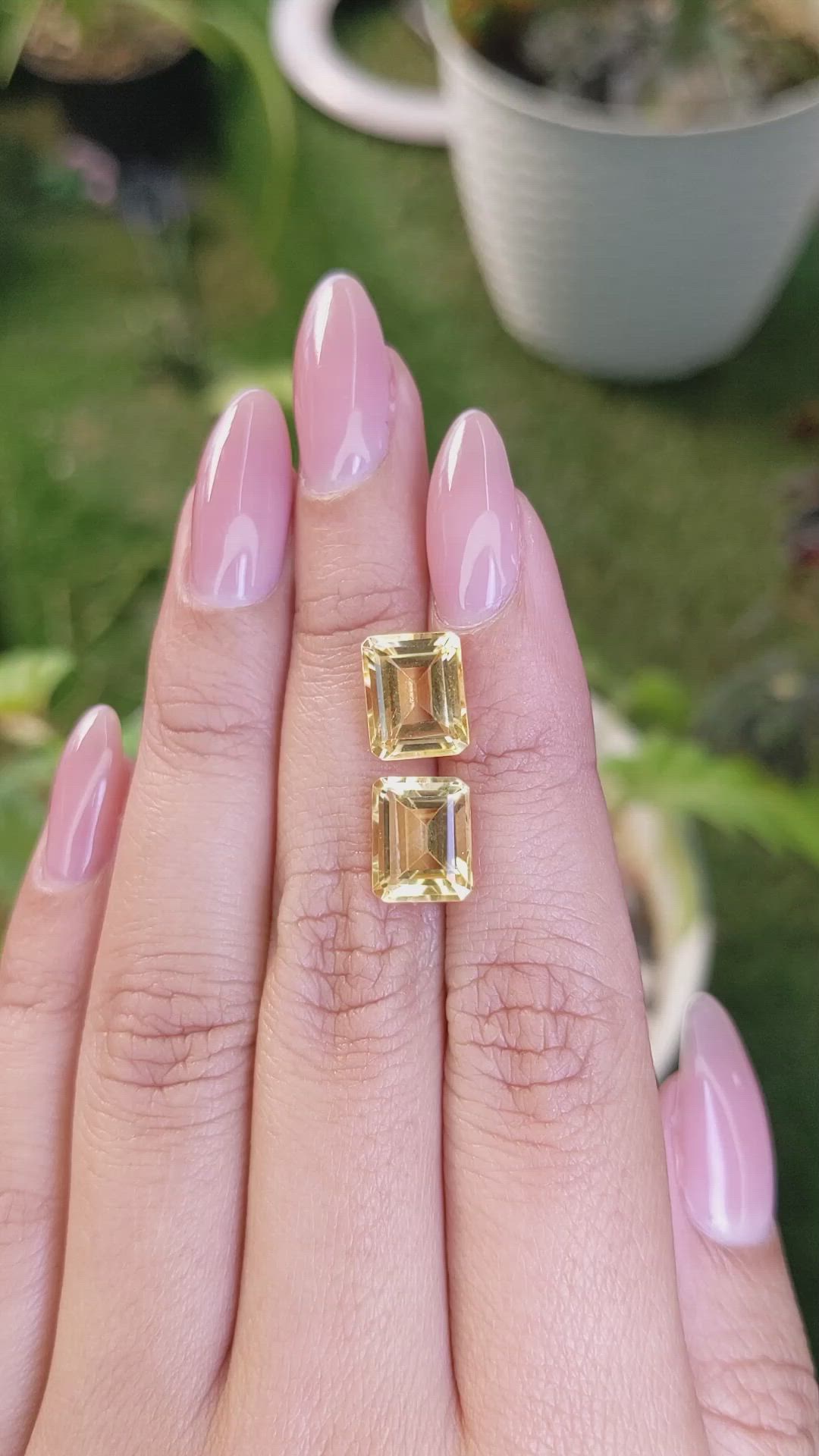 6.98 Ct.Tw.Total Carat Weight Citrine Pair from Brazil Size Video