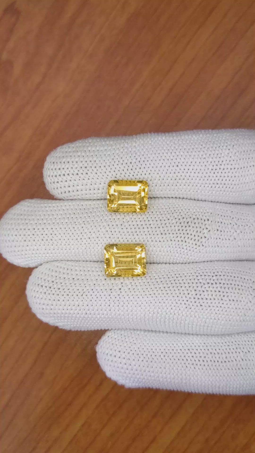 6.70 Ct.Tw.Total Carat Weight Citrine Pair from Brazil Size Video