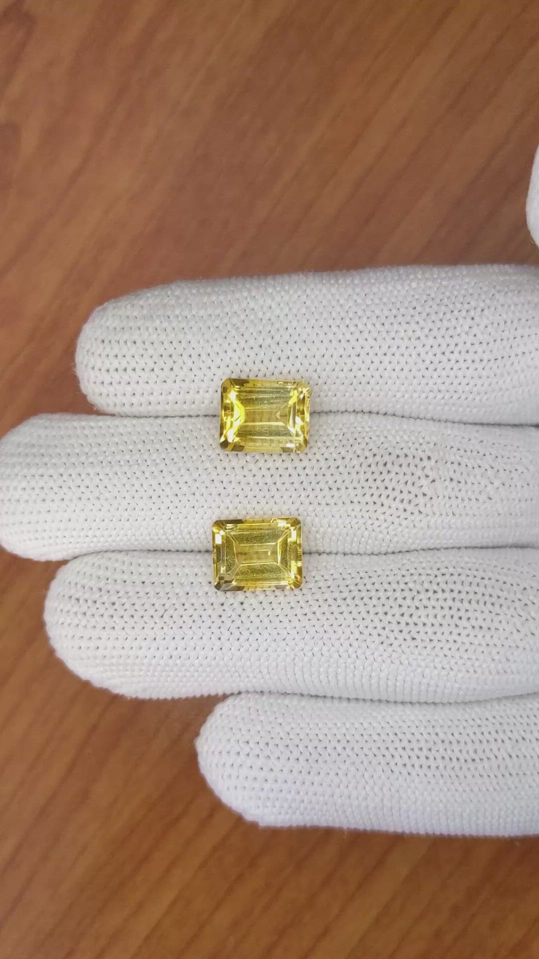 7.05&nbsp;Ct.Tw.Total Carat Weight Citrine Pair from Brazil Size Video
